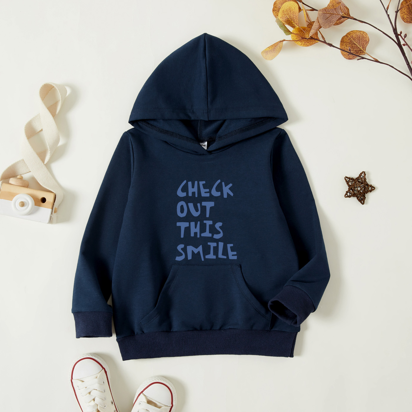 

Toddler Graphic Dark Blue Long-sleeve Hooded Pullover