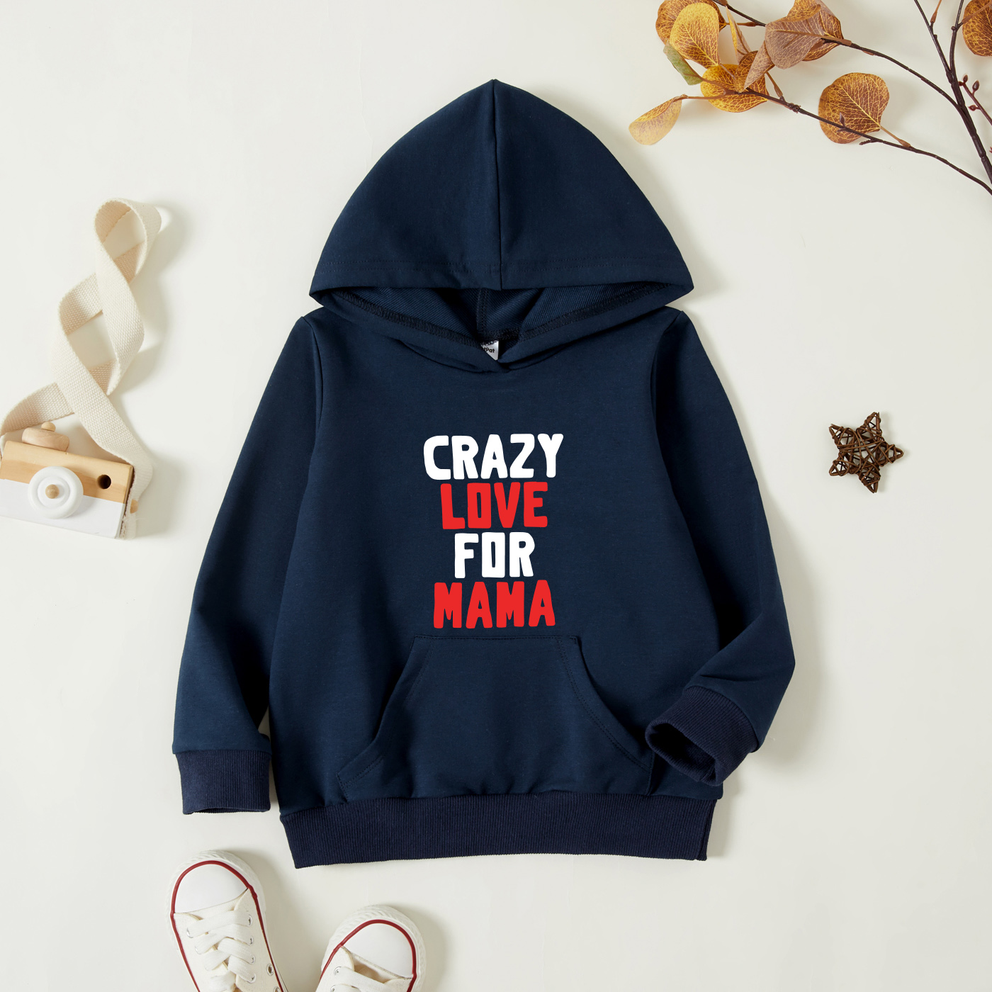 

Toddler Graphic Dark Blue Long-sleeve Hooded Pullover