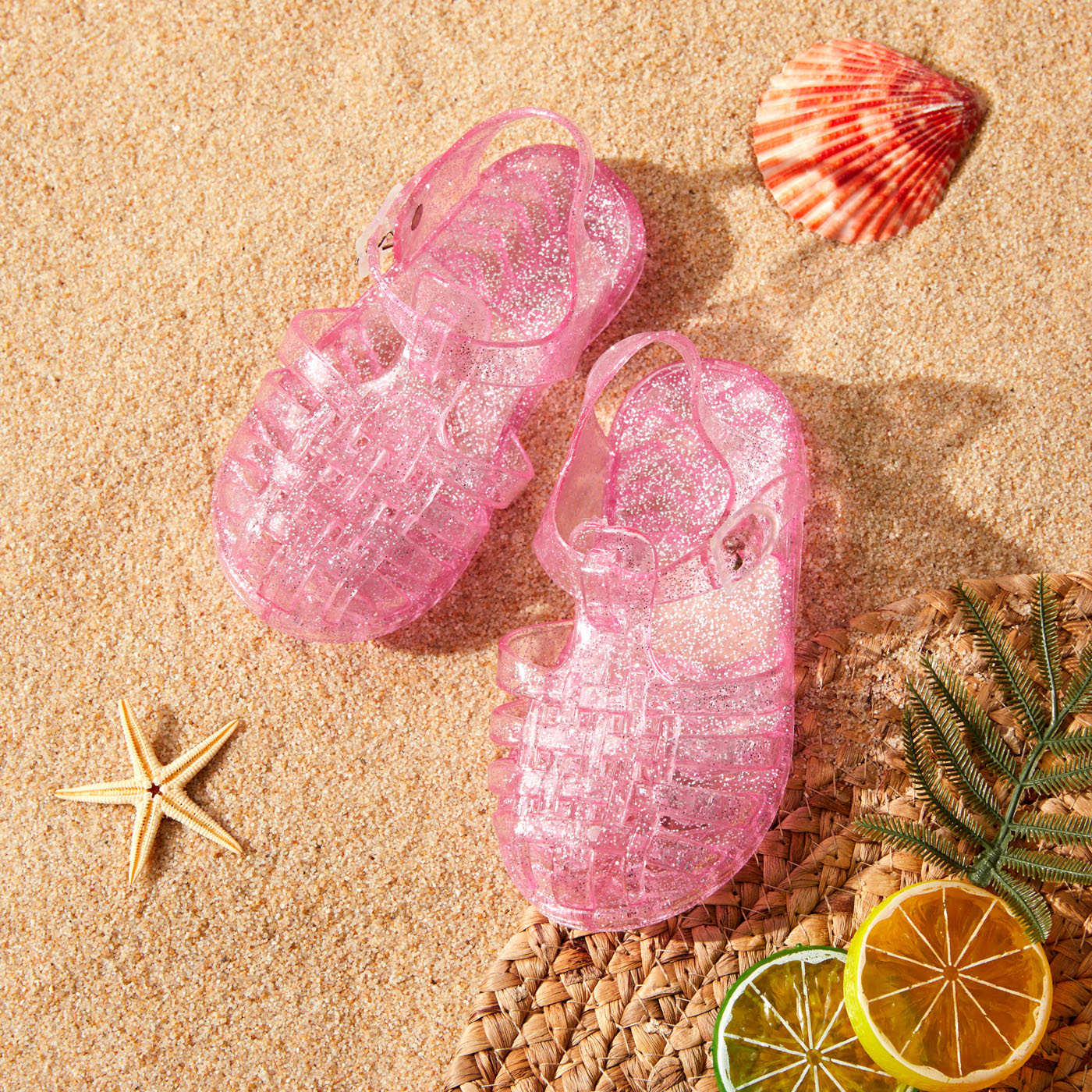 

Toddler / Kid Solid Color Clear Crystal Hollow Beach Shoes