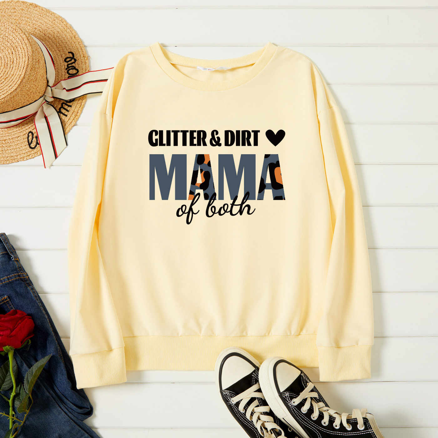 

Graphic Beige Long-sleeve Pullover For Women