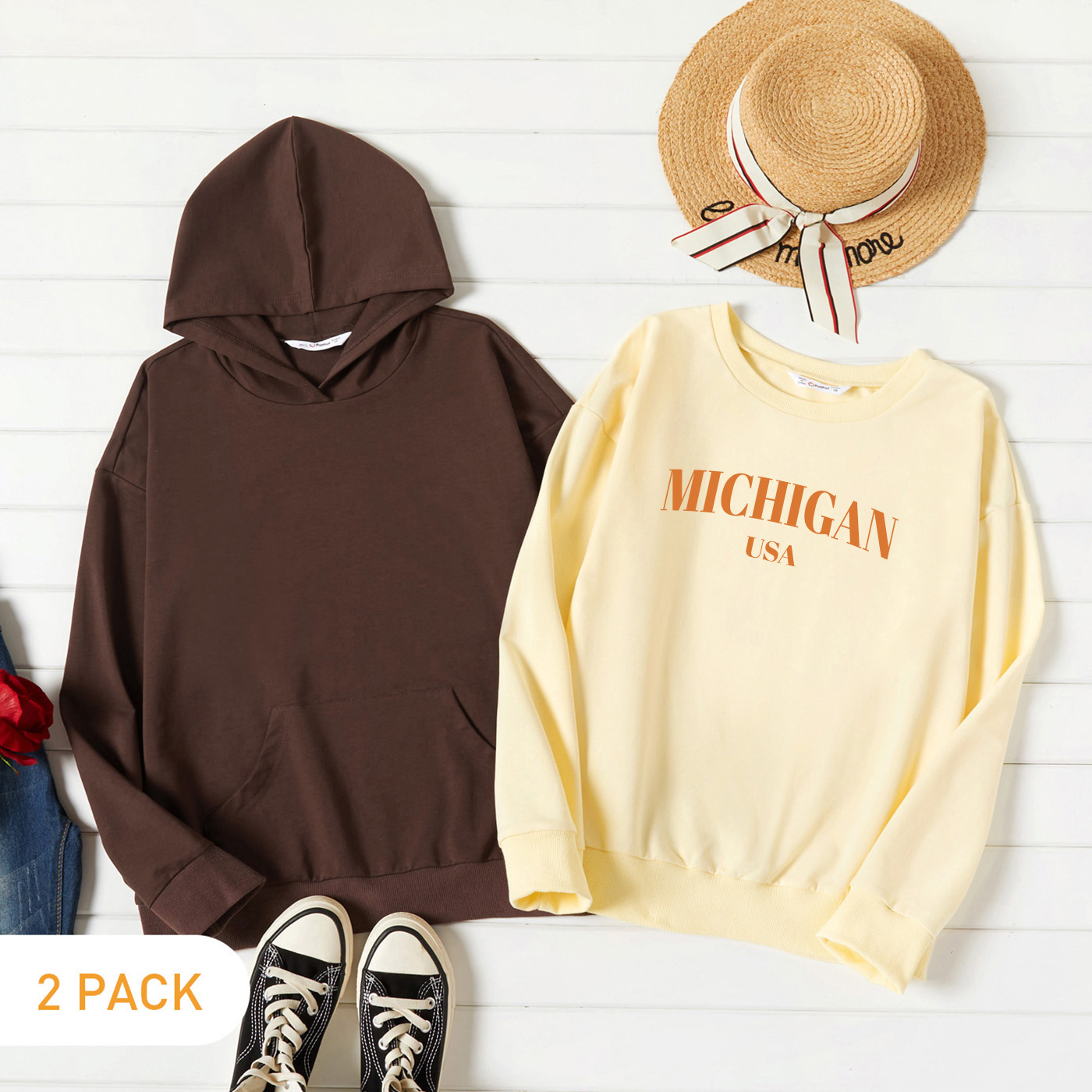 

2-Pack Graphic Long-sleeve Pullover For Women