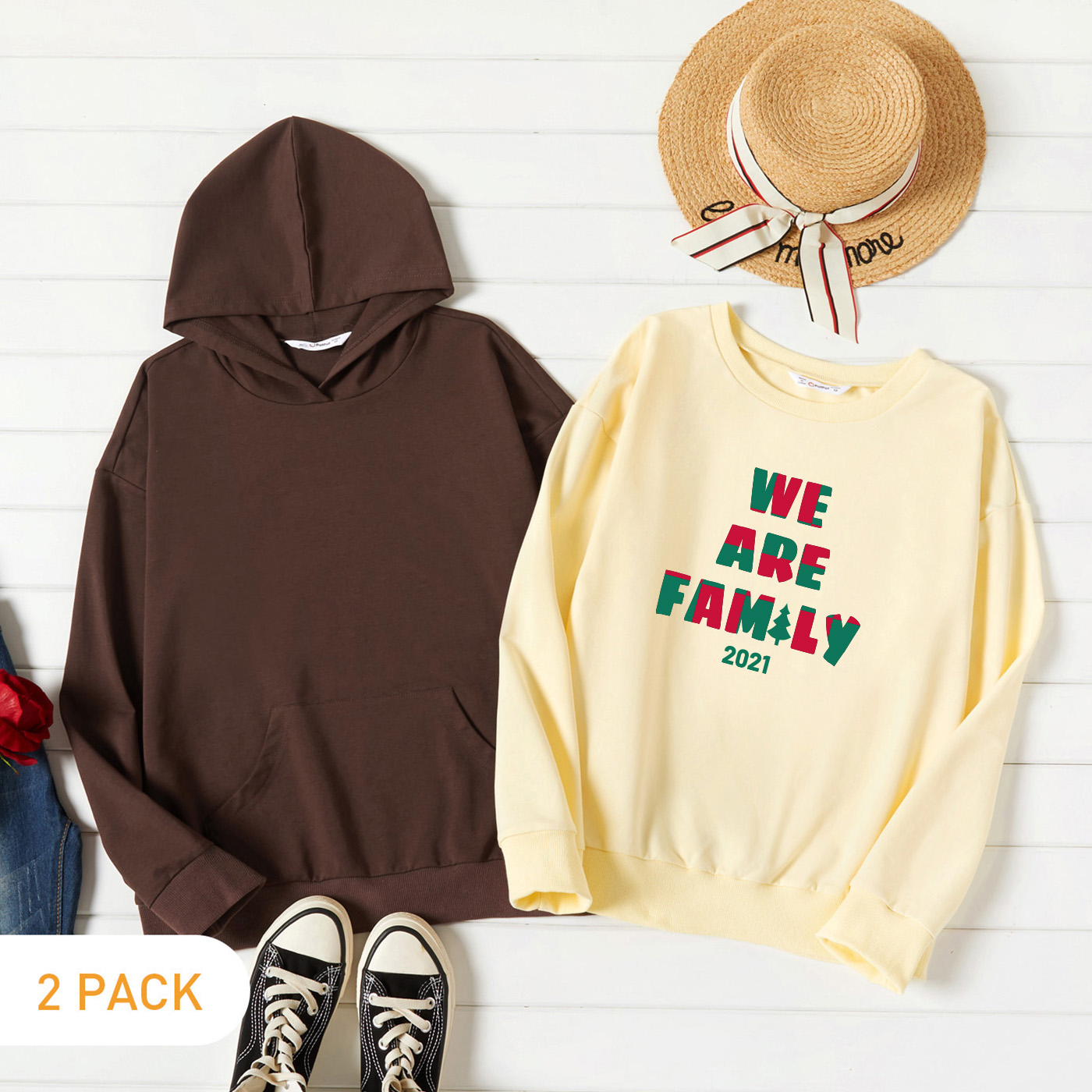 

2-Pack Graphic Long-sleeve Pullover For Women