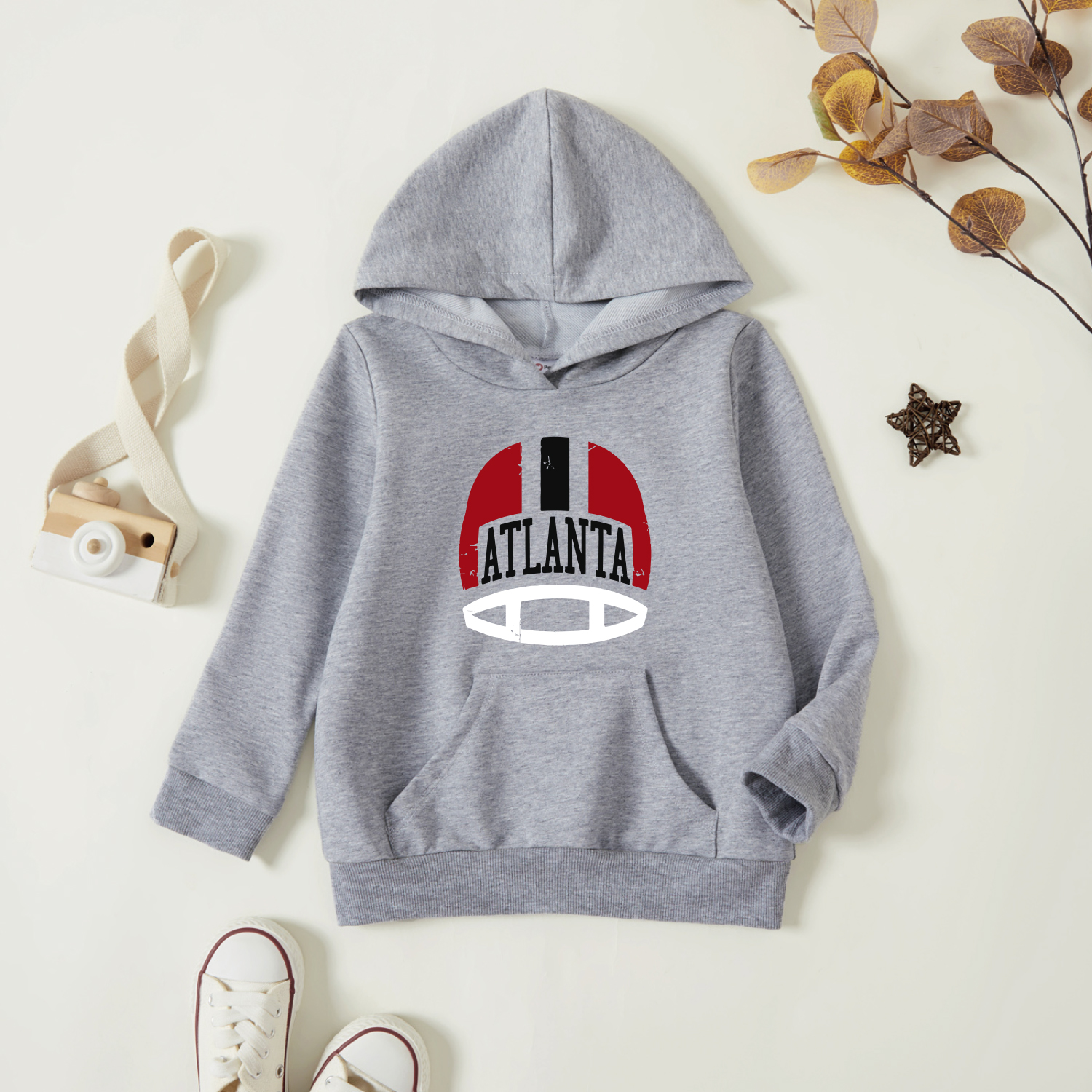 

Toddler Graphic Light gray Long-sleeve Hooded Pullover