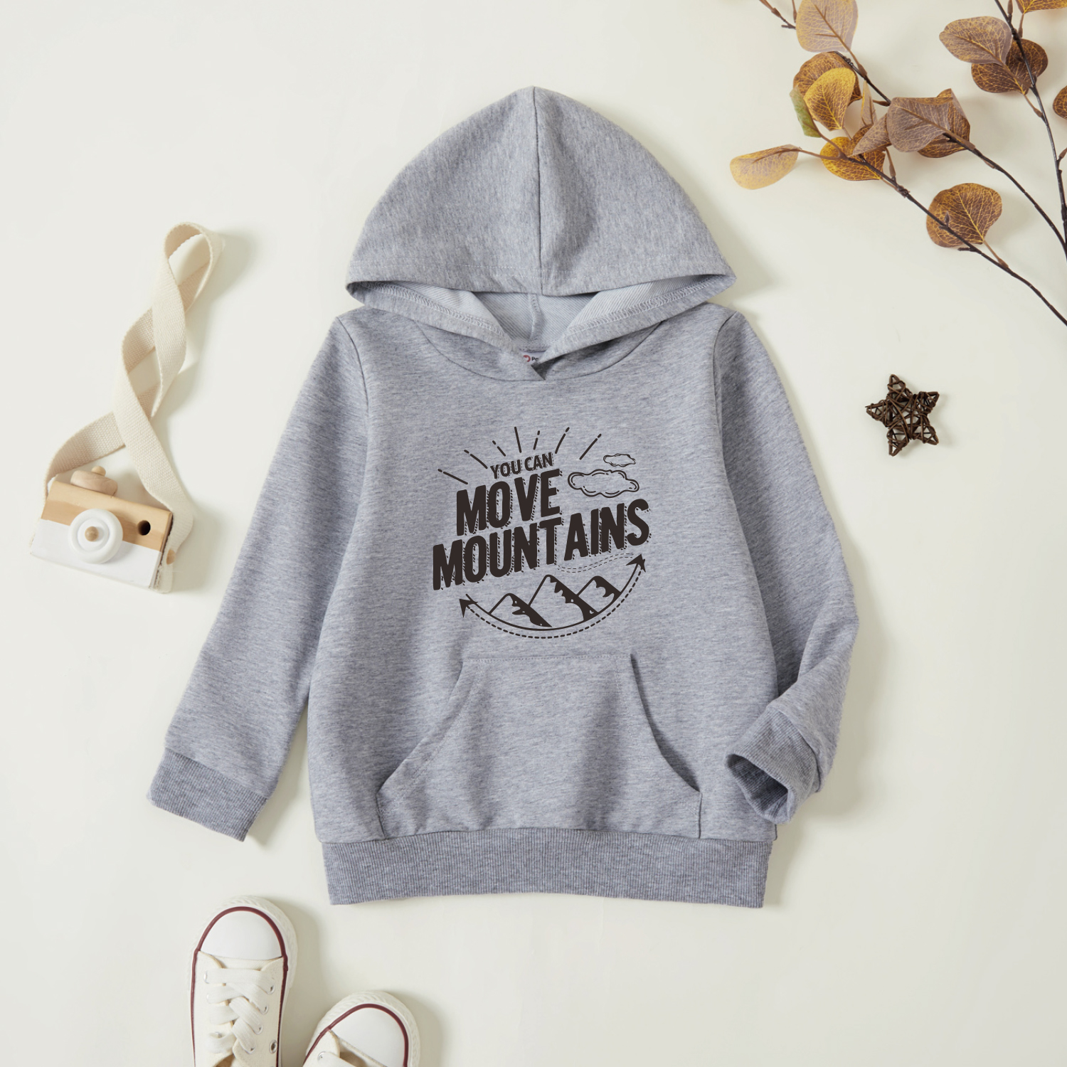 

Toddler Graphic Light gray Long-sleeve Hooded Pullover