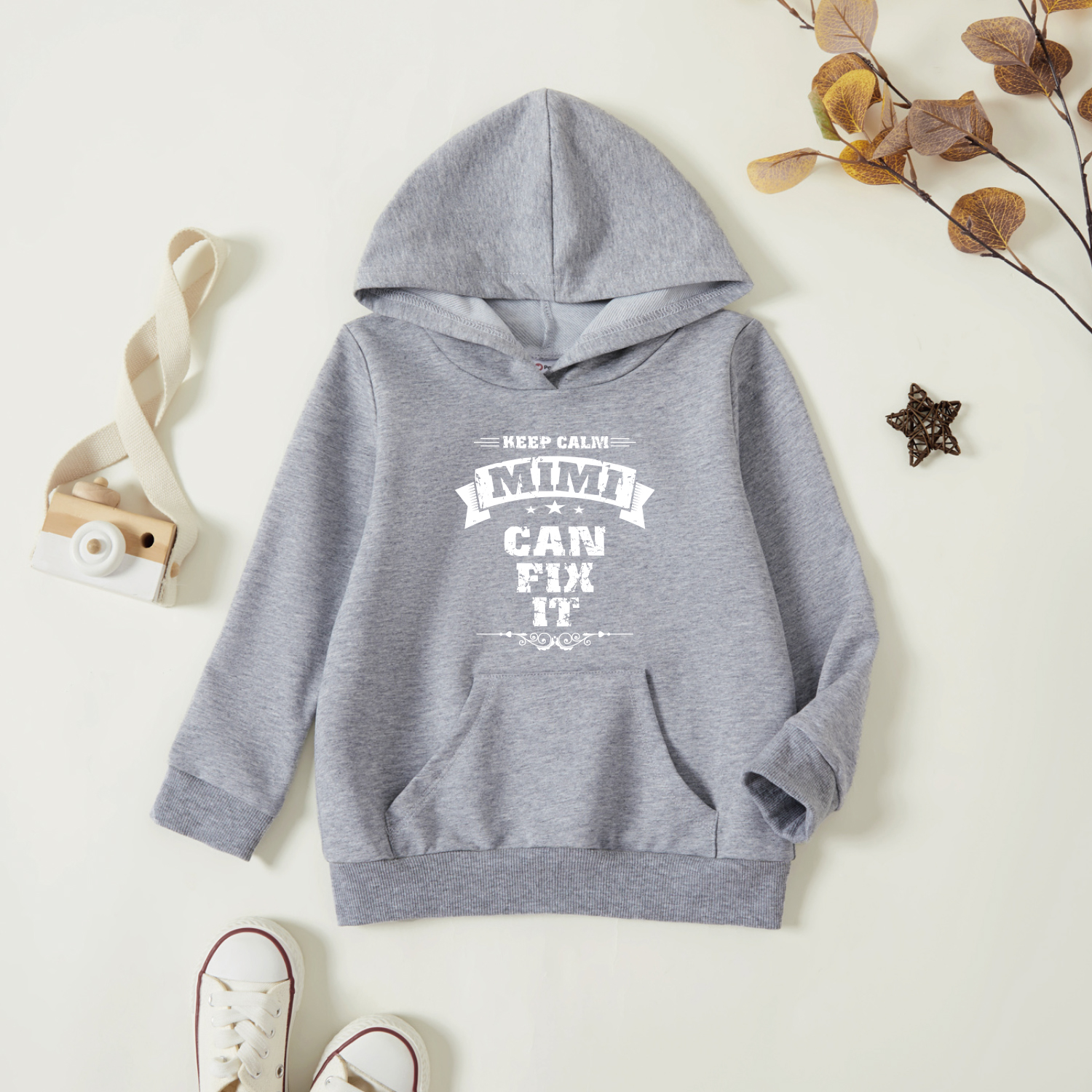 

Toddler Graphic Light gray Long-sleeve Hooded Pullover