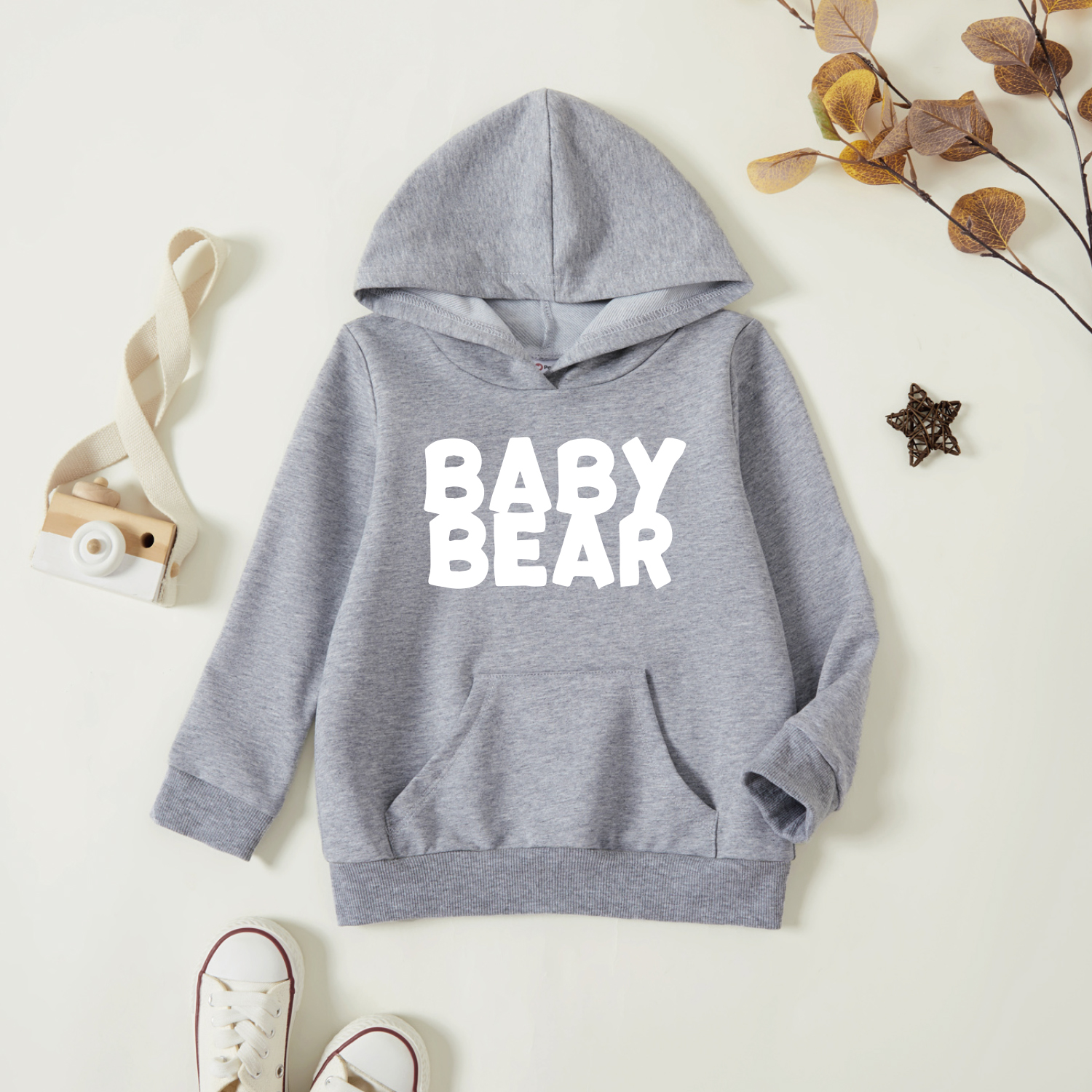 

Toddler Graphic Light gray Long-sleeve Hooded Pullover