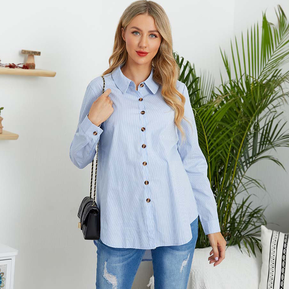

Maternity Blue Breastfeeding Shirt