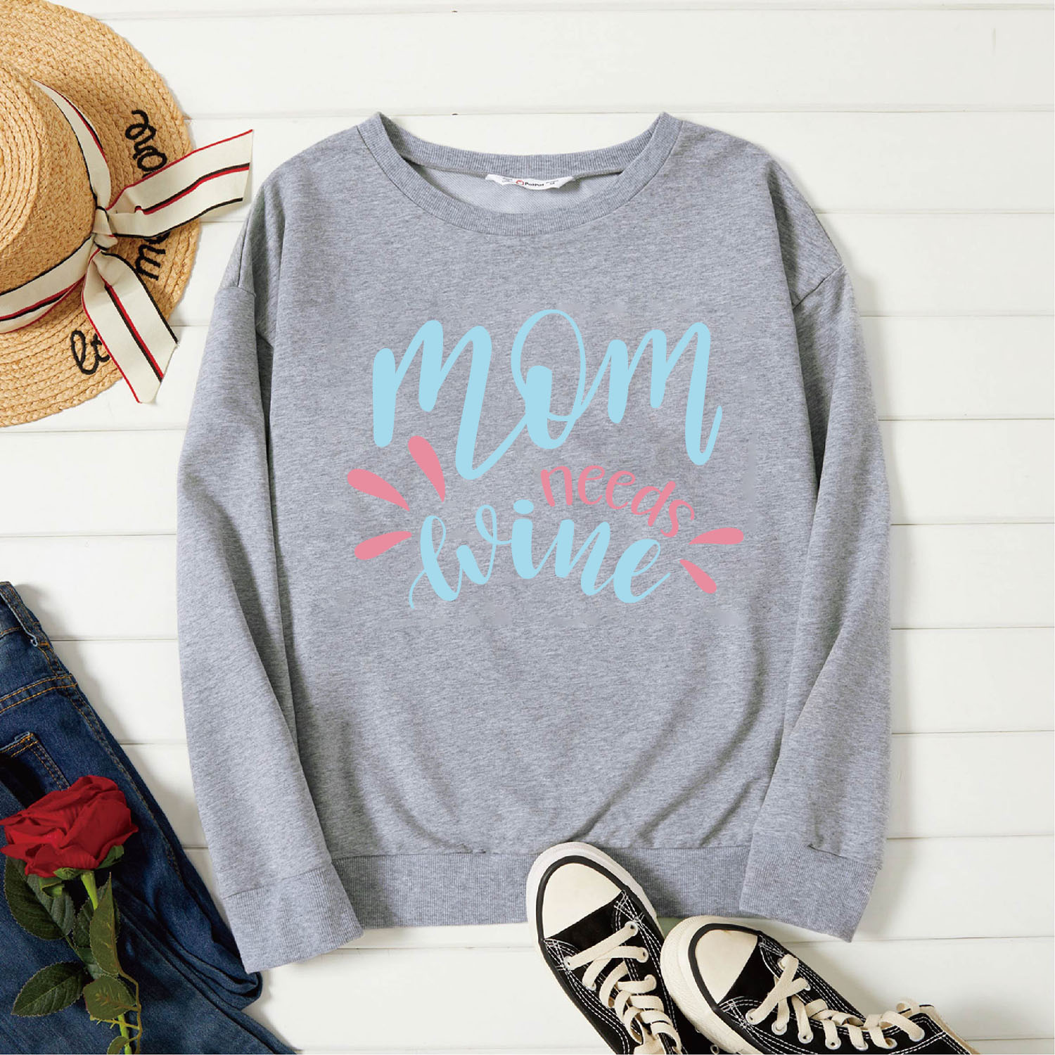 

Graphic Light gray Long-sleeve Pullover For Women