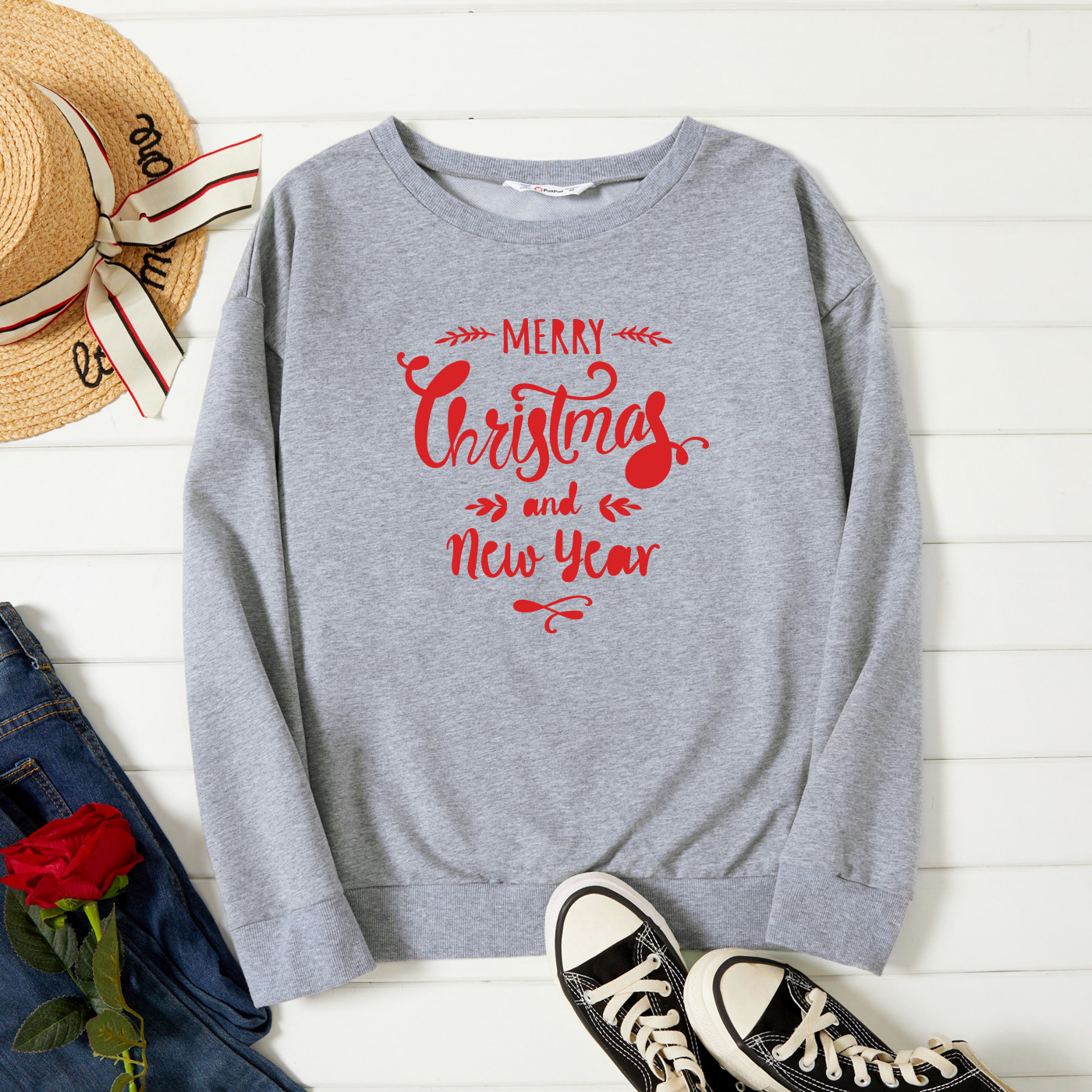

Graphic Light gray Long-sleeve Pullover For Women