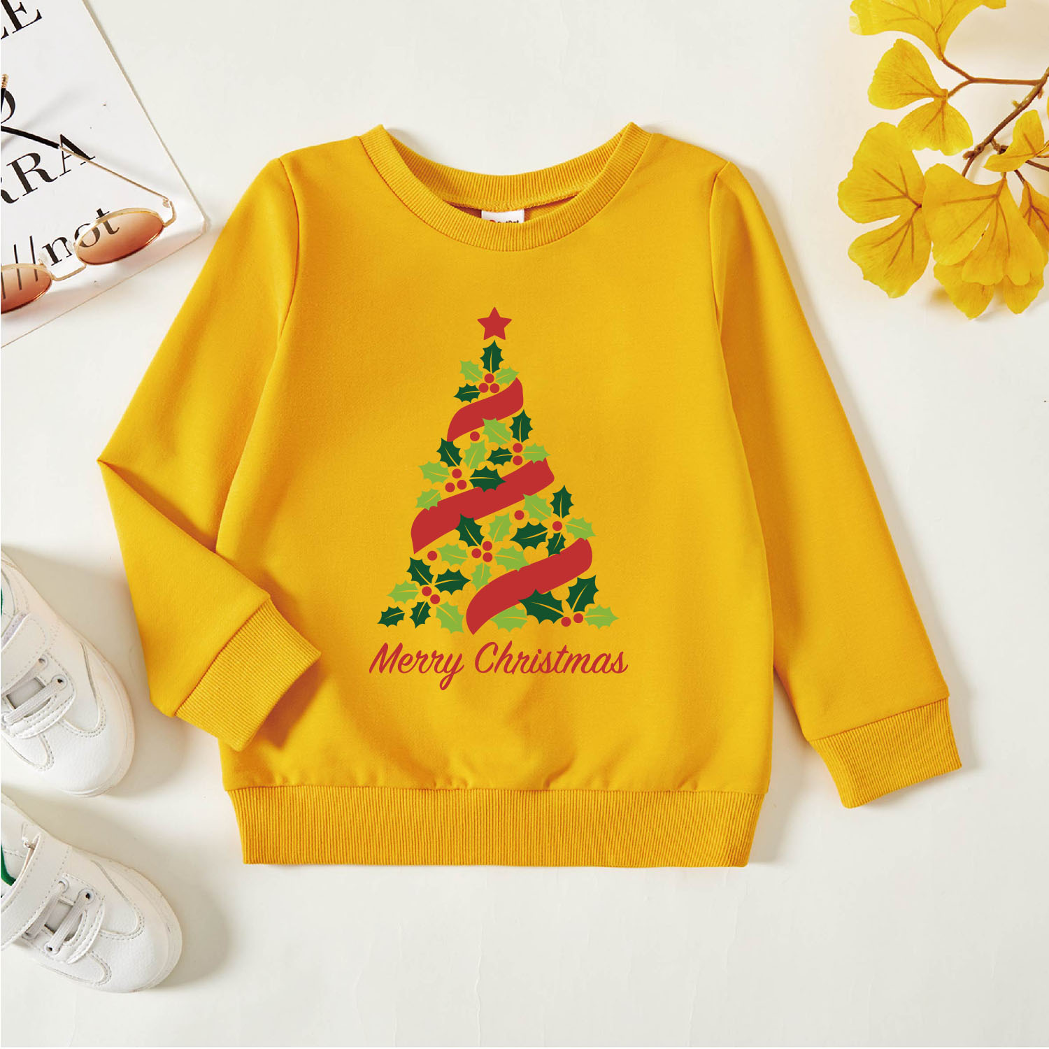 

Christmas Toddler Graphic Christmas Tee and Letter Print Long-sleeve Pullover