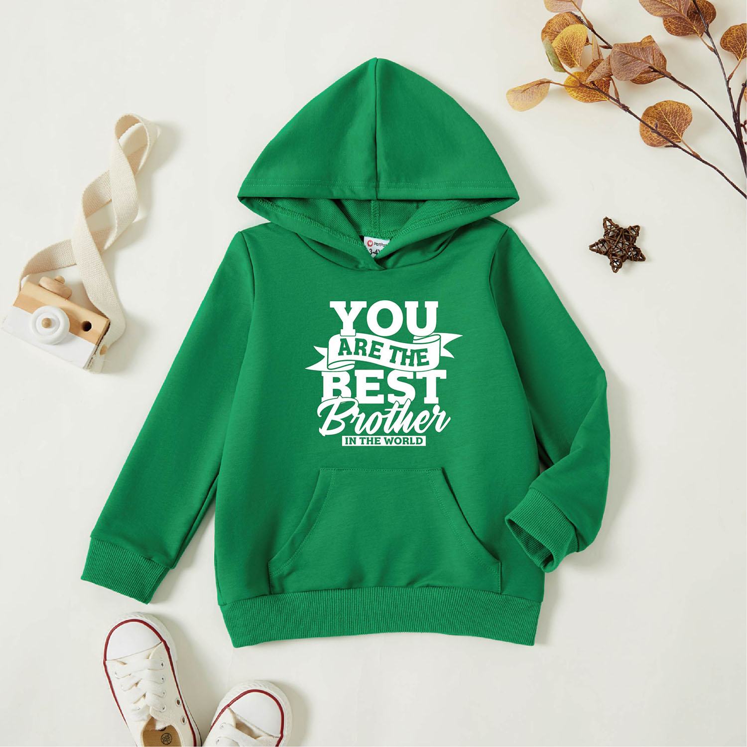 

Toddler Graphic Green Long-sleeve Hooded Pullover