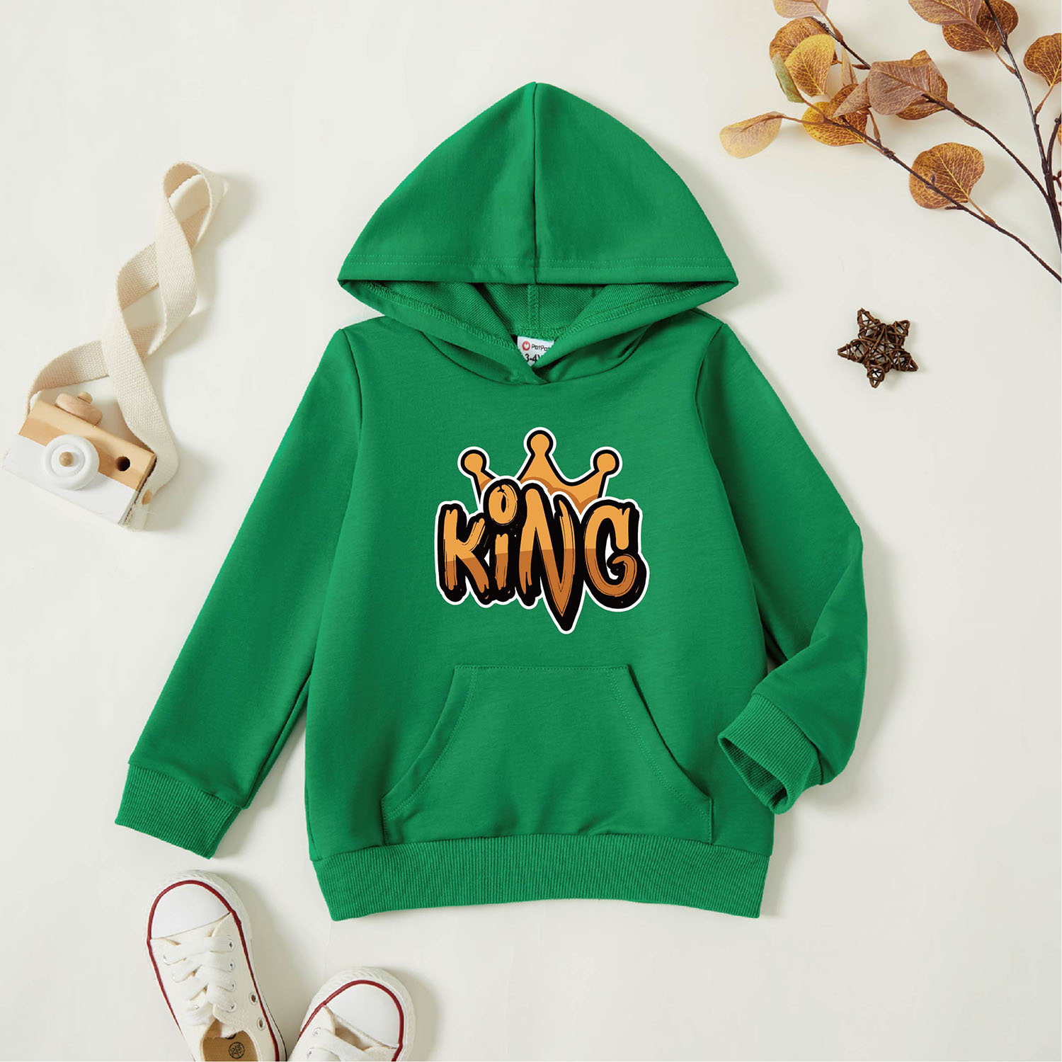 

Toddler Boy Graphic Letter Print Long-sleeve Hooded Pullover
