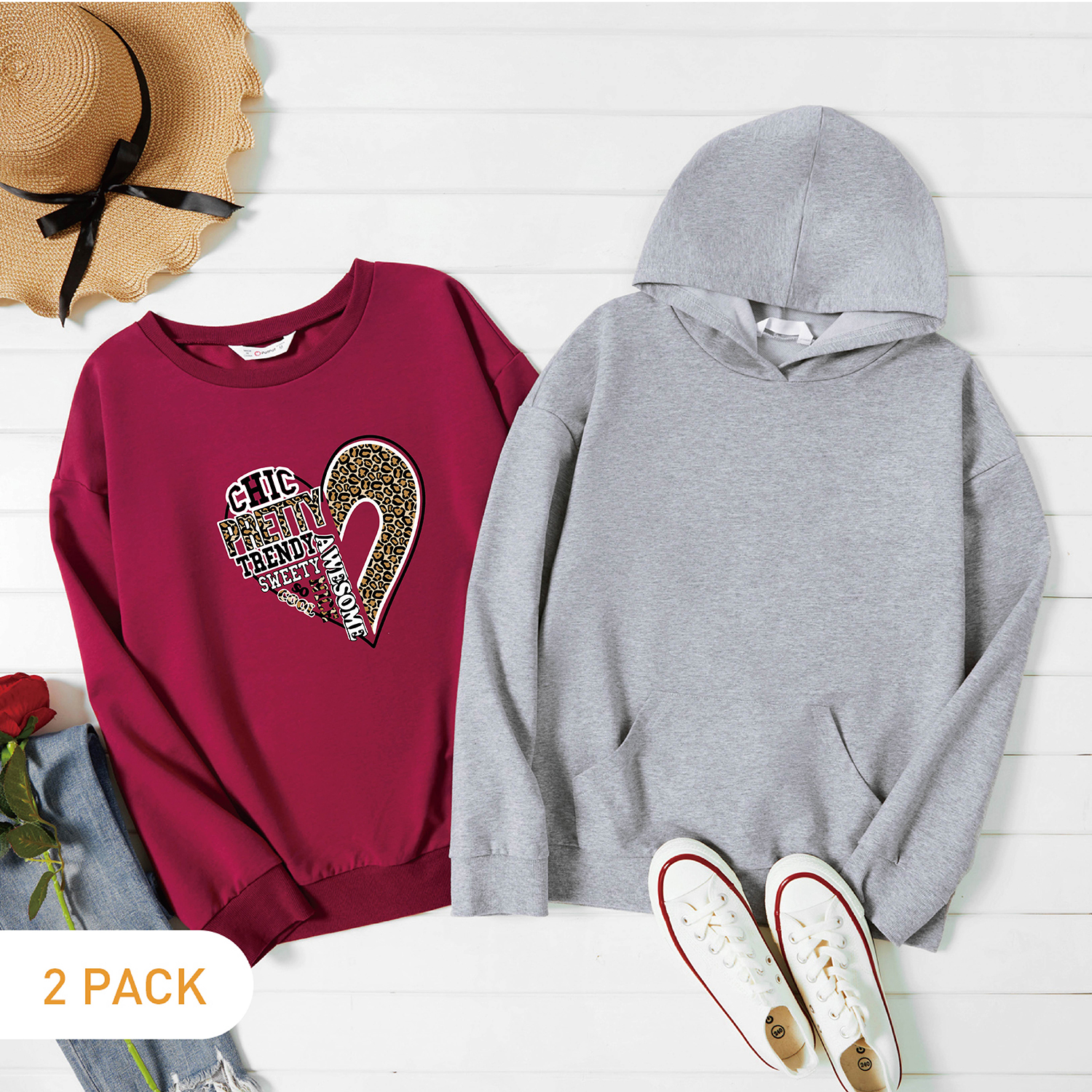 

2-Pack Graphic Long-sleeve Pullover For Women