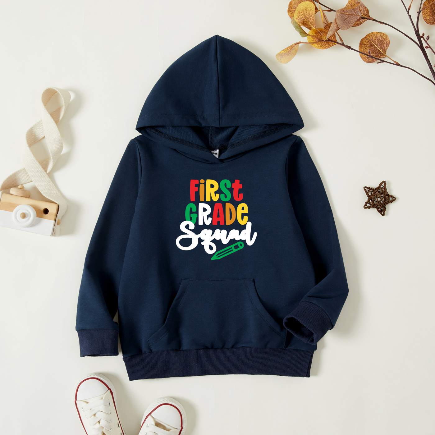 

Toddler Graphic Dark Blue Long-sleeve Hooded Pullover
