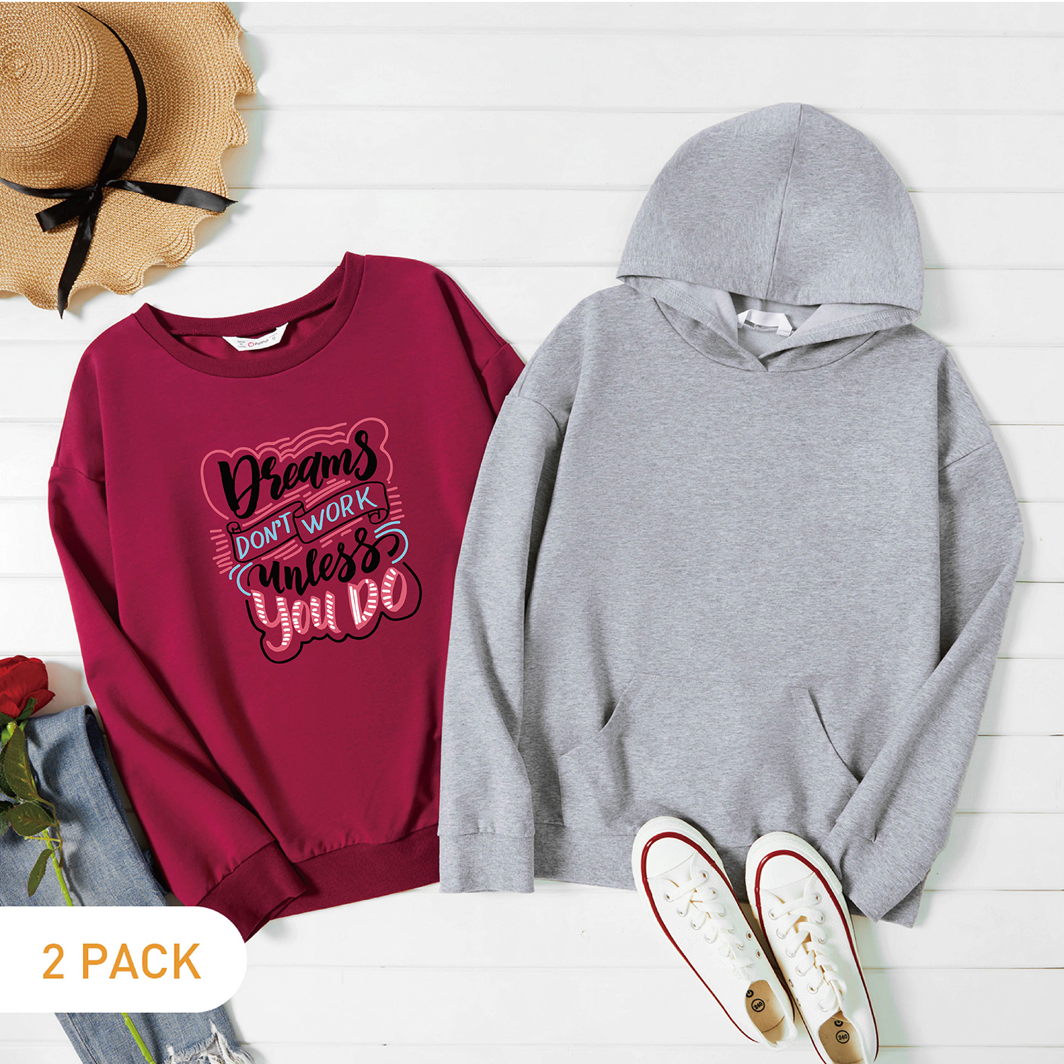 

2-Pack Graphic Long-sleeve Pullover For Women