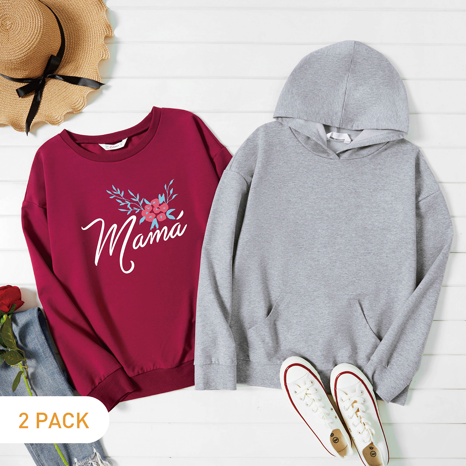 

2-Pack Graphic Long-sleeve Pullover For Women