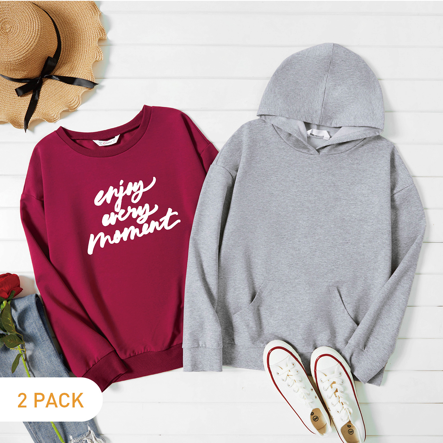 

2-Pack Graphic Long-sleeve Pullover For Women