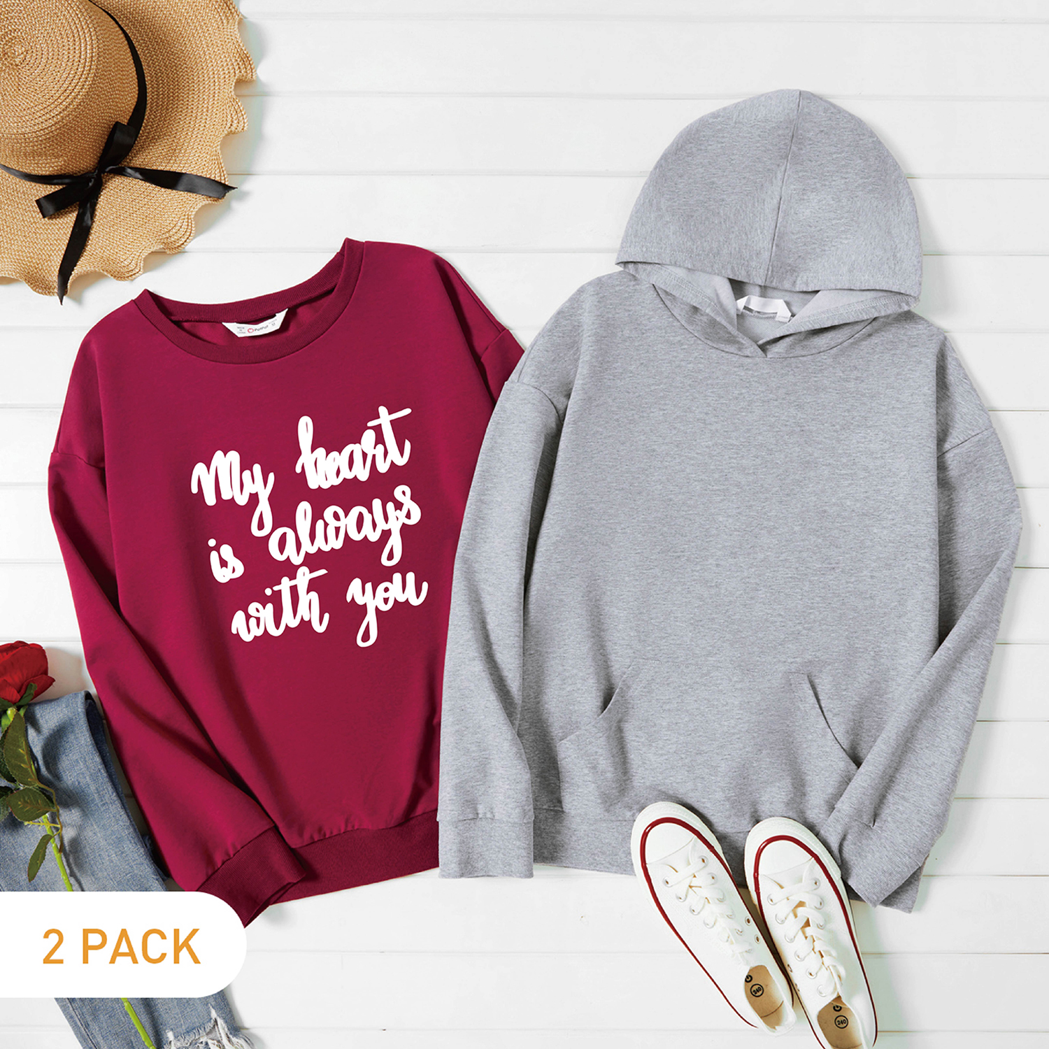 

2-Pack Graphic Long-sleeve Pullover For Women