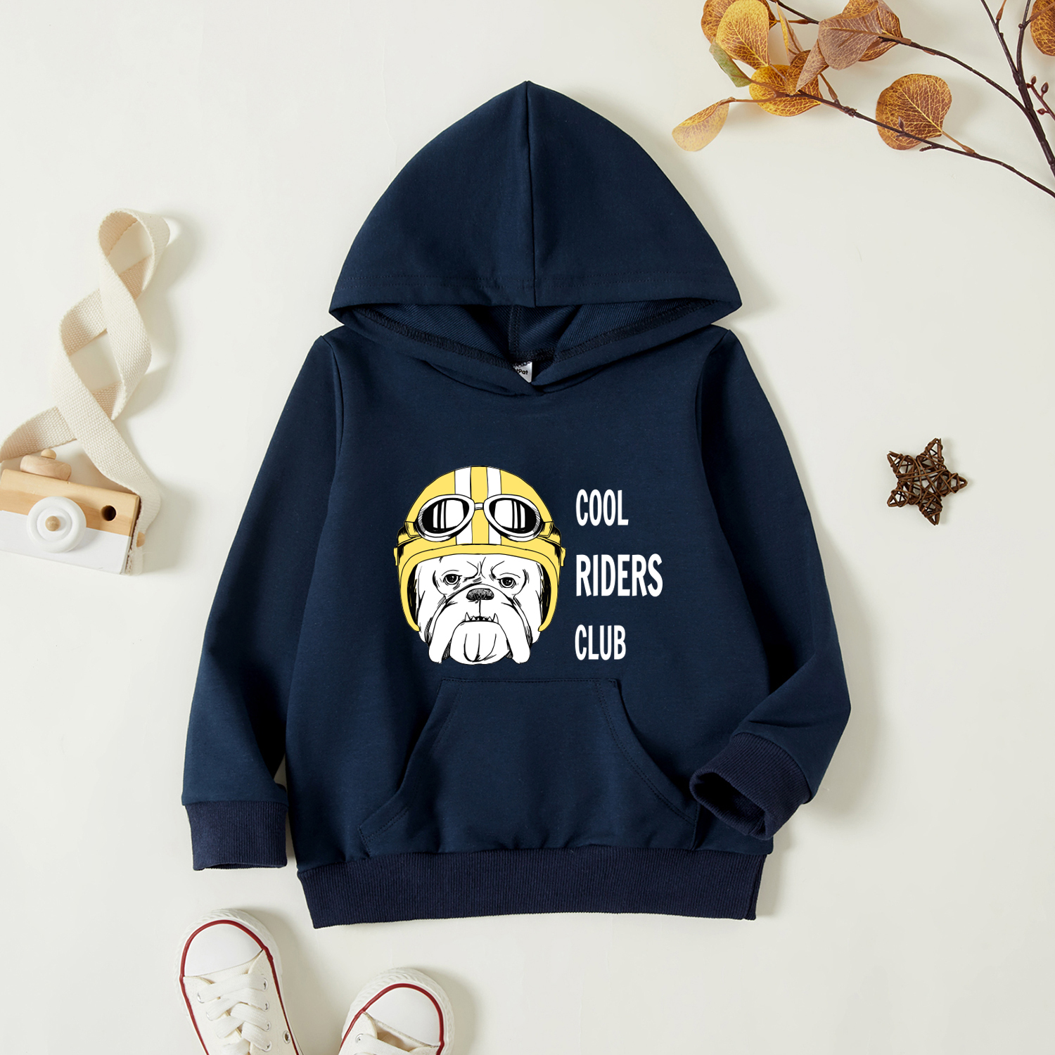 

Toddler Graphic Dark Blue Long-sleeve Hooded Pullover
