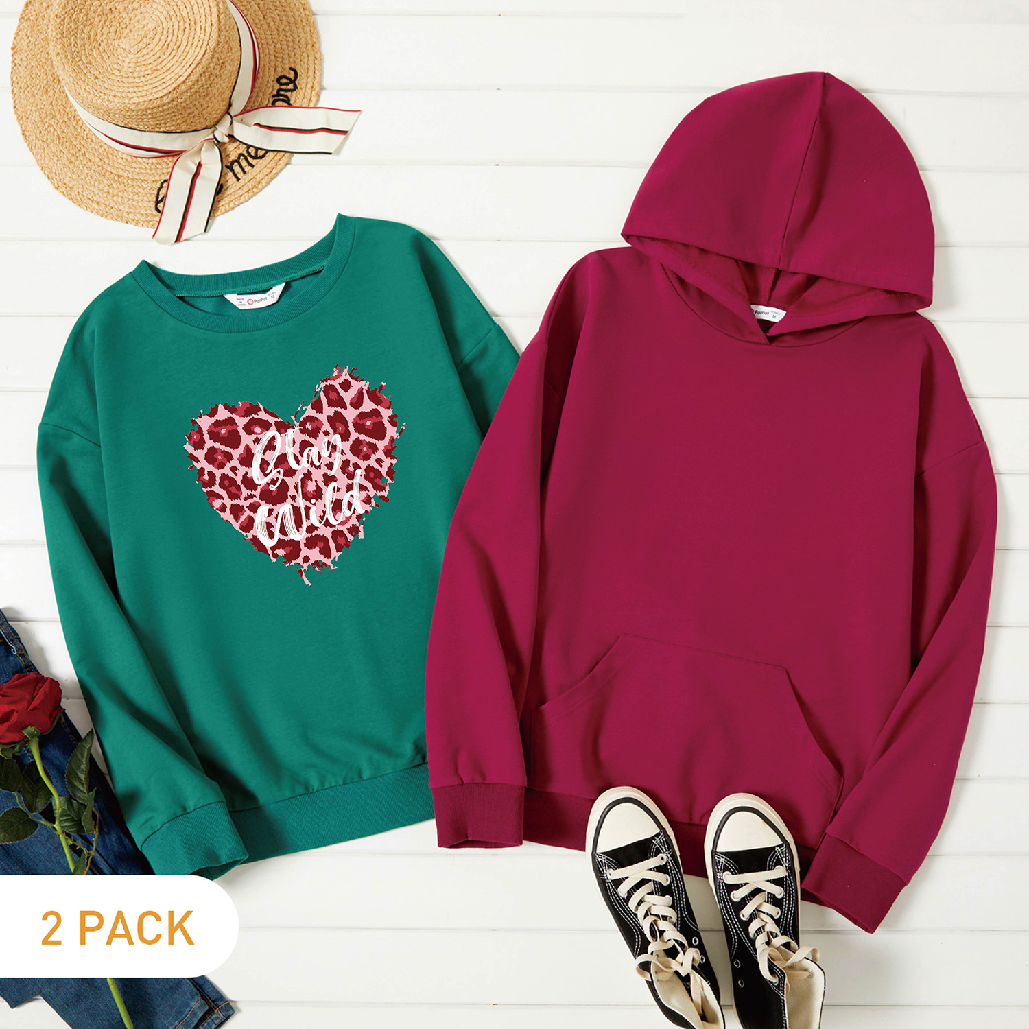 

2-Pack Graphic Long-sleeve Pullover For Women