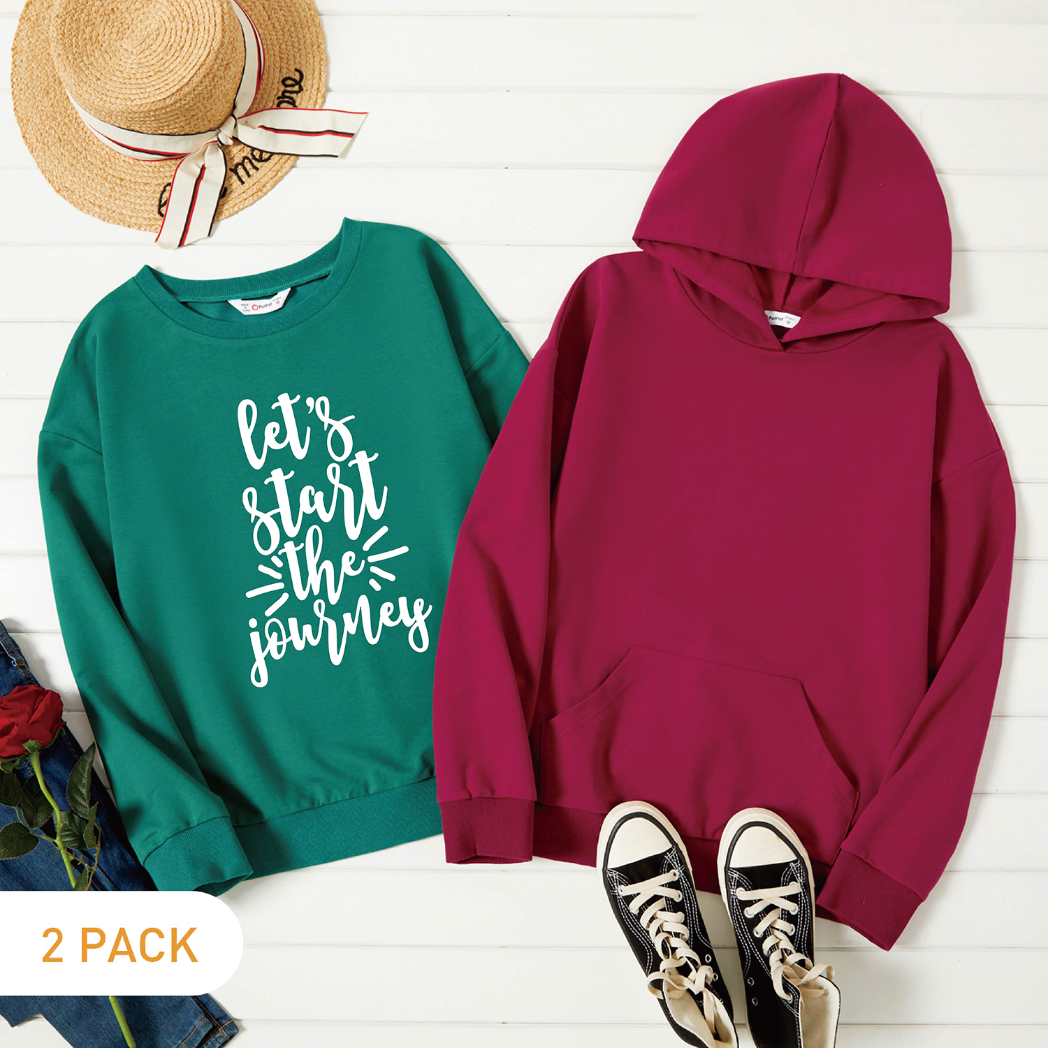 

2-Pack Graphic Long-sleeve Pullover For Women