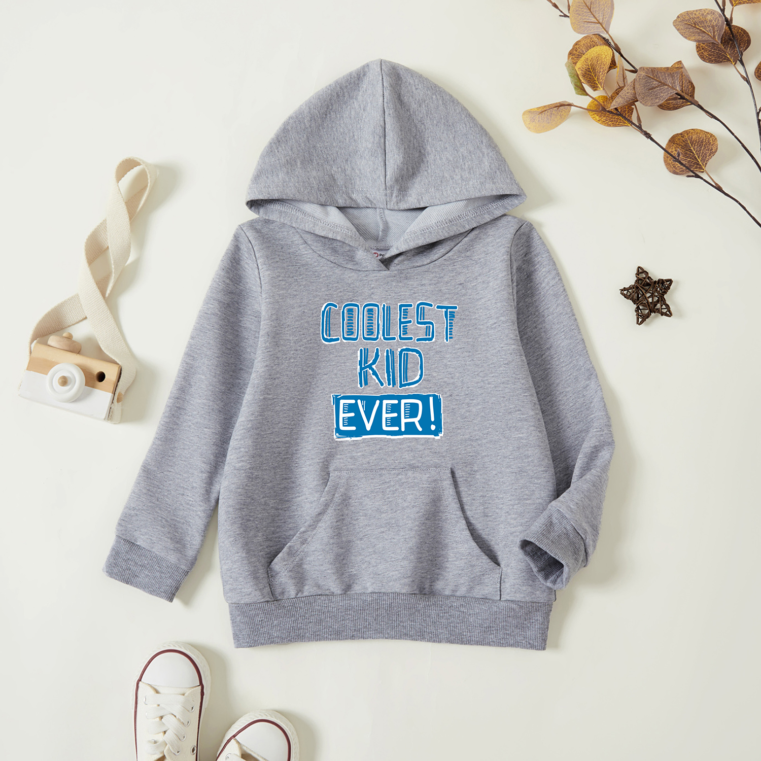 

Toddler Graphic Light gray Long-sleeve Hooded Pullover