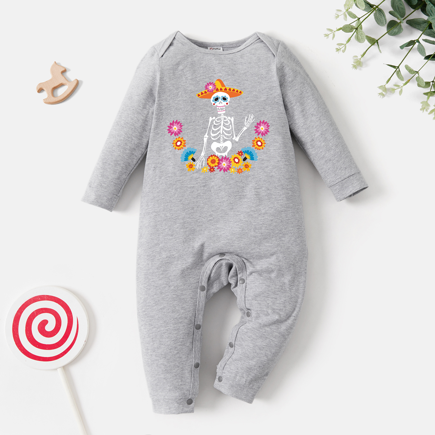 

Baby Graphic Light gray Long-sleeve Jumpsuit