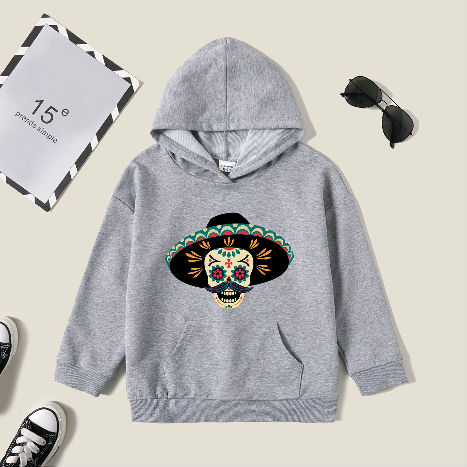 

Kids Graphic Light gray Long-sleeve Hooded Pullover