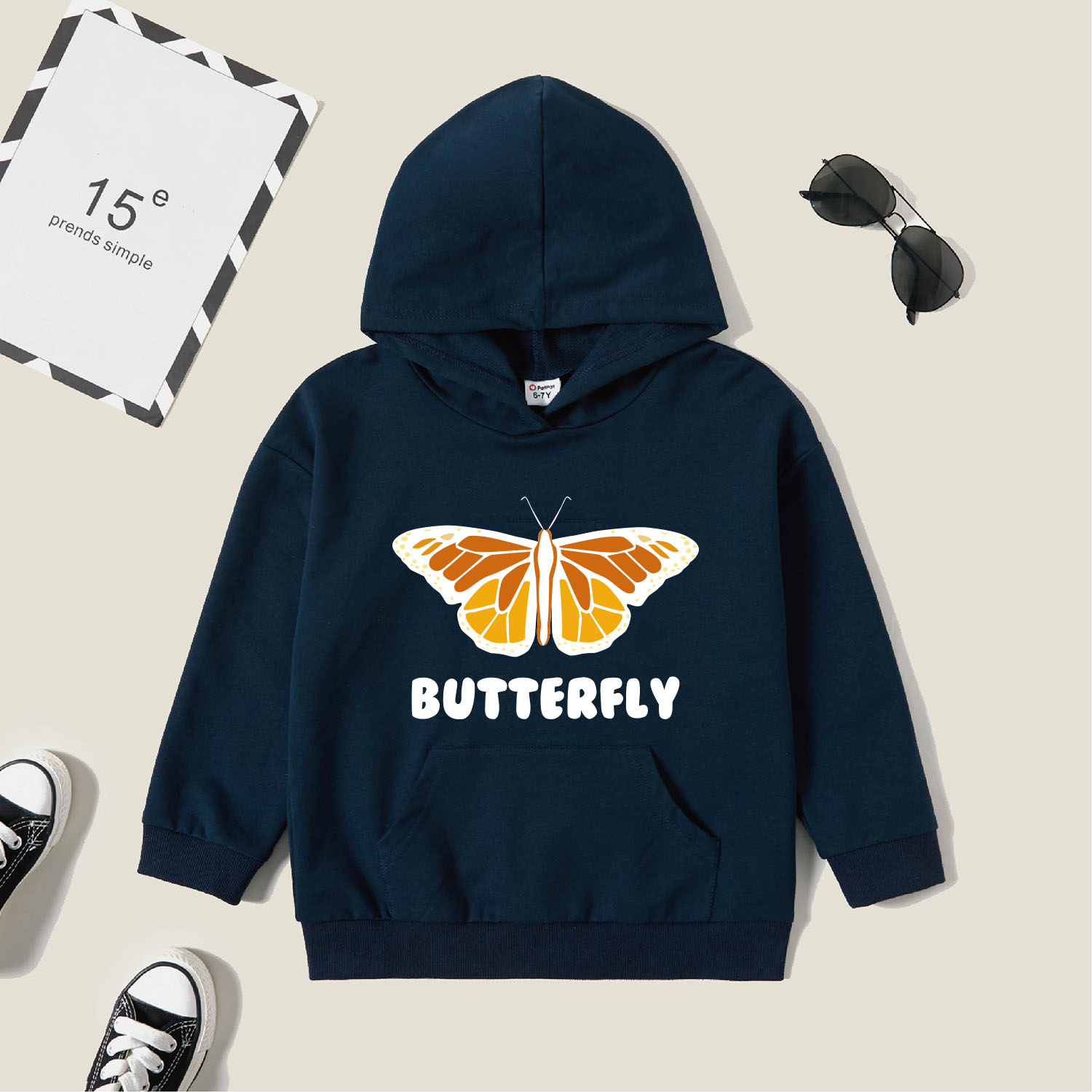 

Kids Graphic Dark Blue Long-sleeve Hooded Pullover