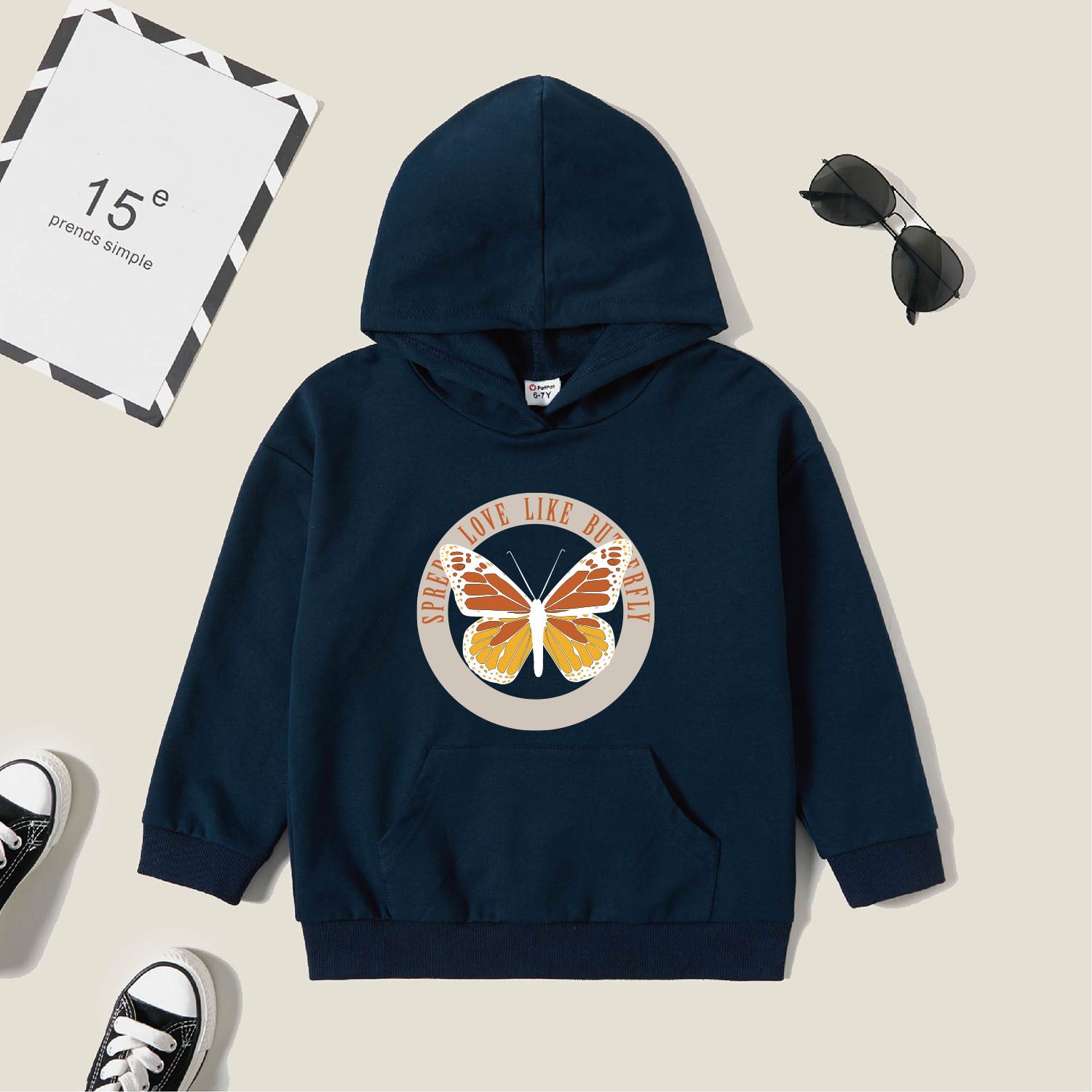 

Kids Graphic Dark Blue Long-sleeve Hooded Pullover