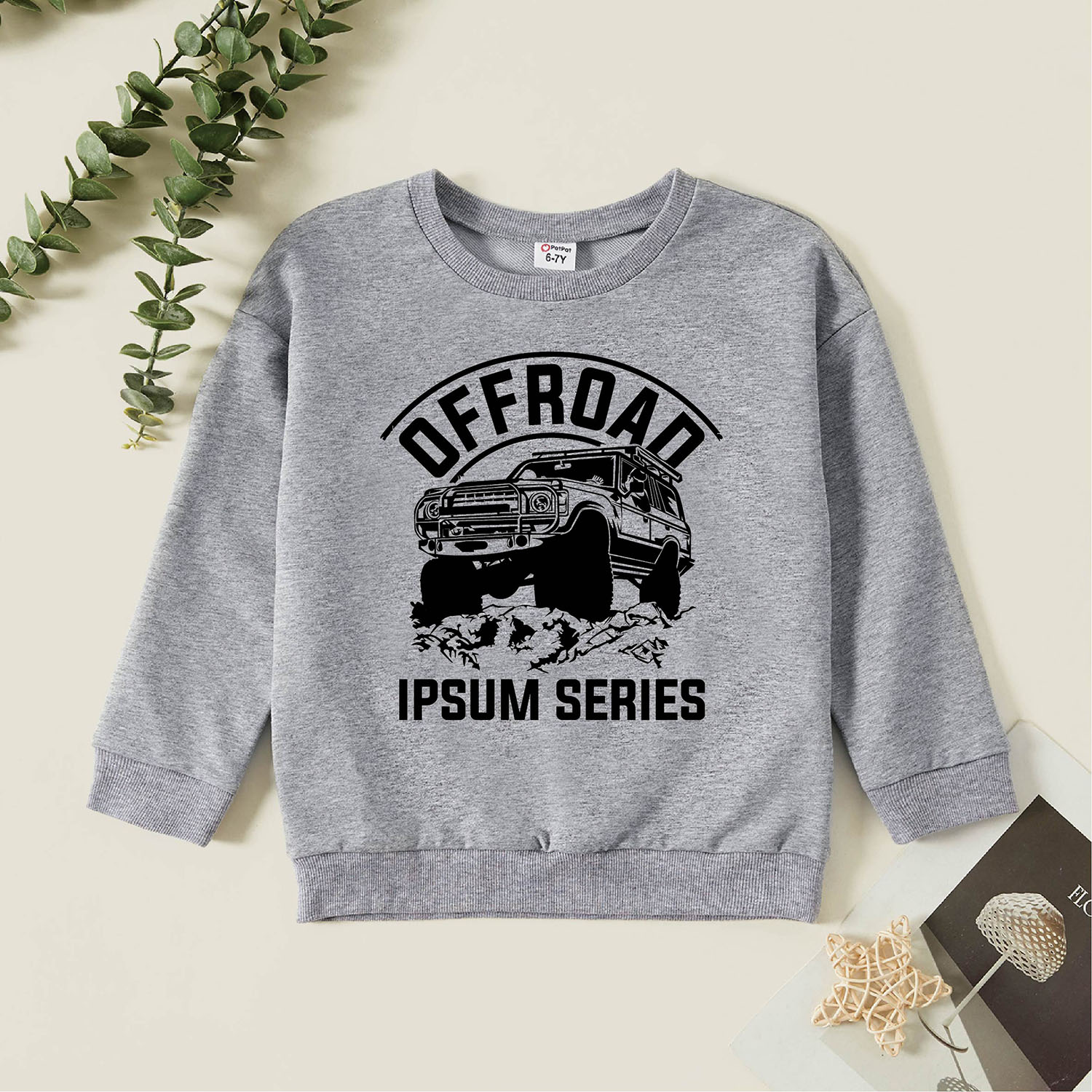

Kid Graphics Car and Letter Print Long-sleeve Pullover
