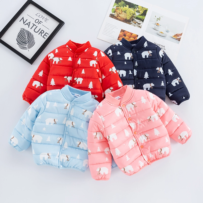 

Polar Bear and Tree Print Long-sleeve Baby Coat Jacket
