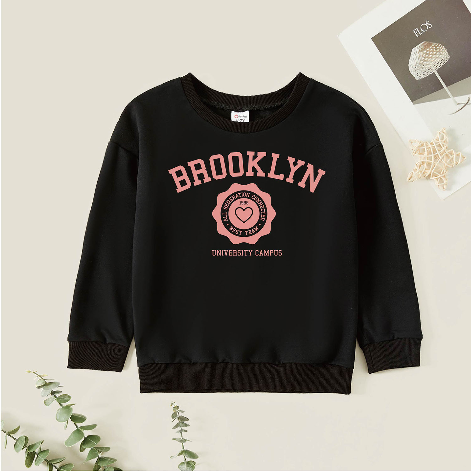 

Kid Graphic Girl Letter Print and Logo Print Long-sleeve Pullover