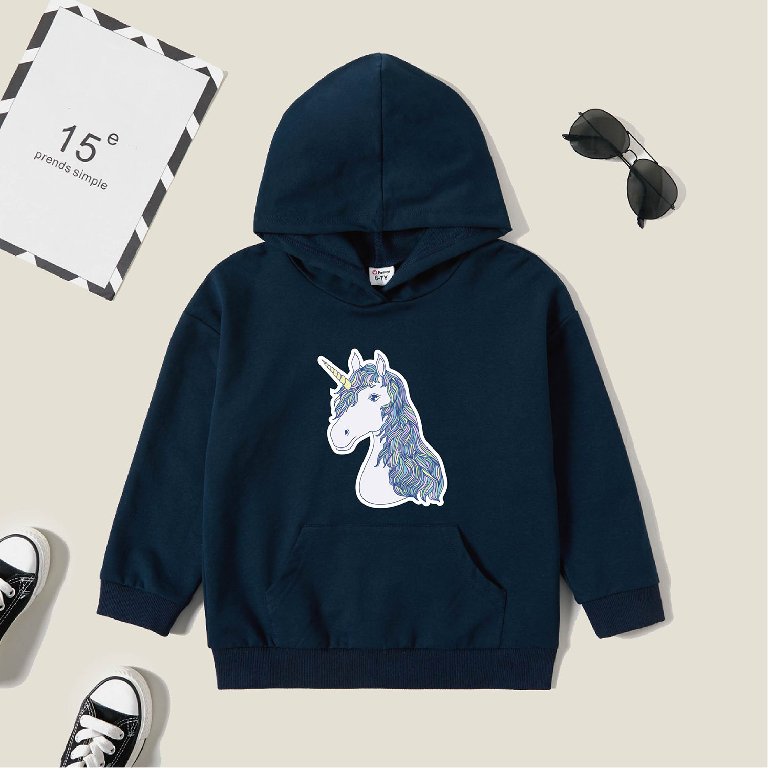 

Kids Graphic Dark Blue Long-sleeve Hooded Pullover