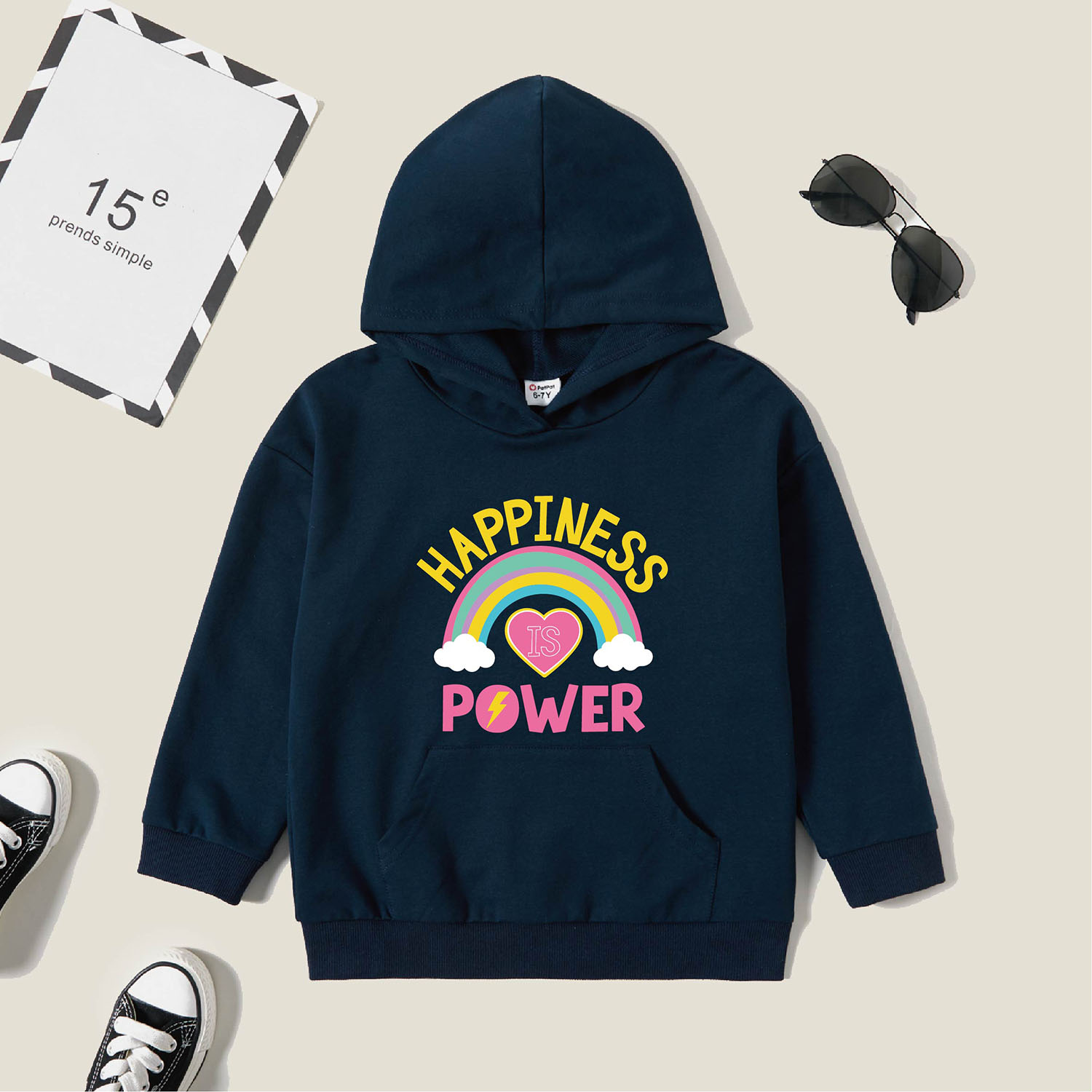 

Kids Graphic Dark Blue Long-sleeve Hooded Pullover