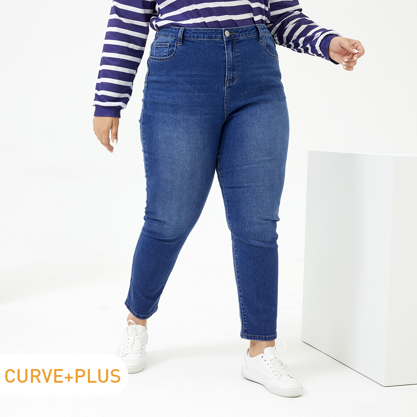 

Women Plus Size Casual Skinny Jeans Denim Pants with Pocket