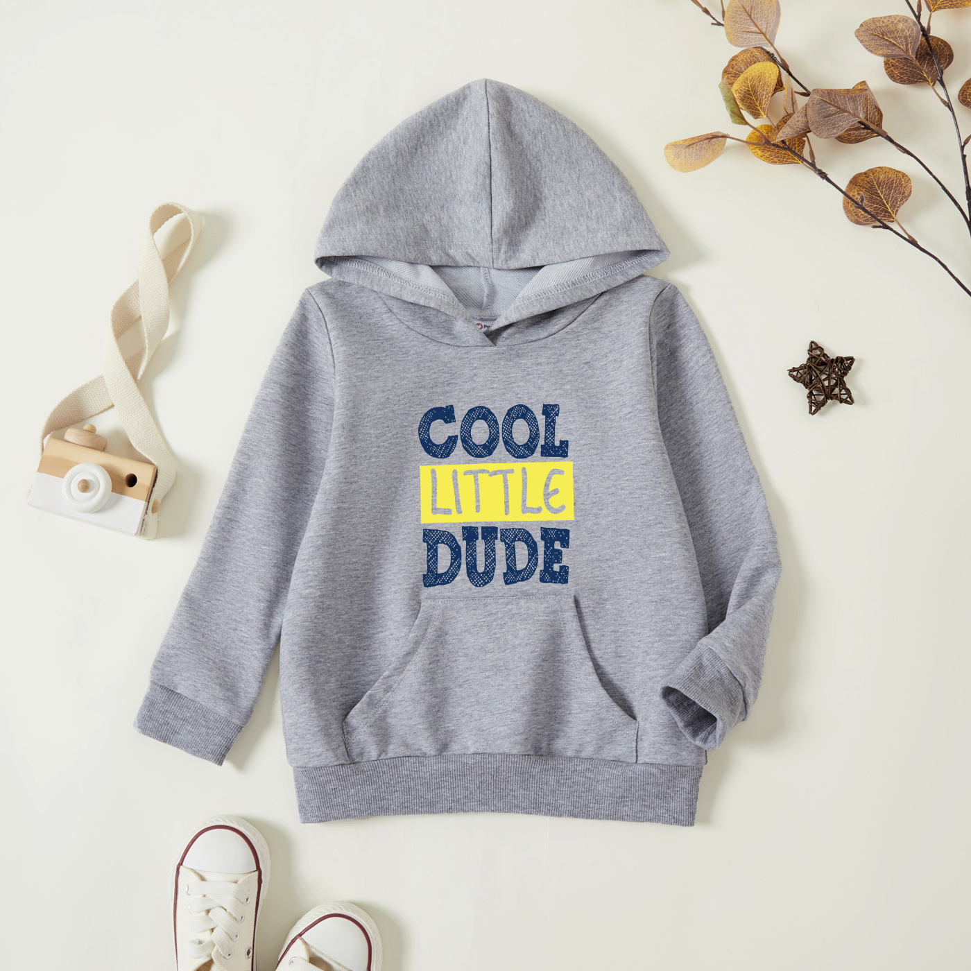

Toddler Graphic Light gray Long-sleeve Hooded Pullover