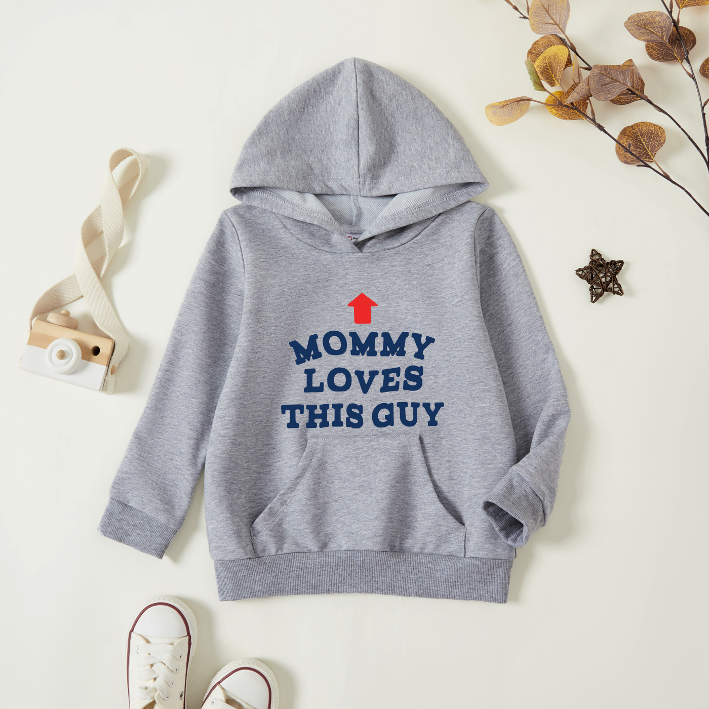 

Toddler Graphic Letter and Arrow Print Long-sleeve Hooded Pullover