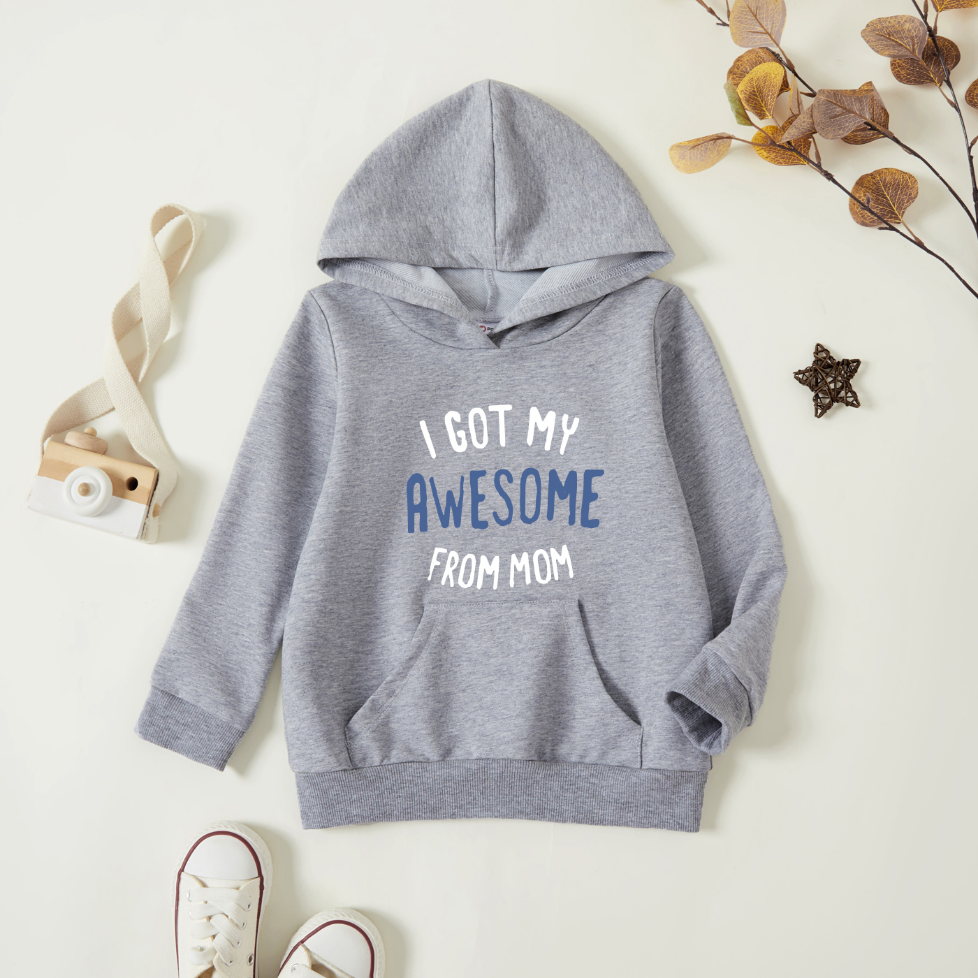 

Toddler Graphic Light gray Long-sleeve Hooded Pullover