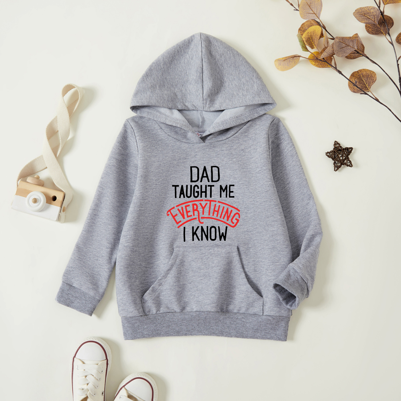 

Toddler Graphic Light gray Long-sleeve Hooded Pullover