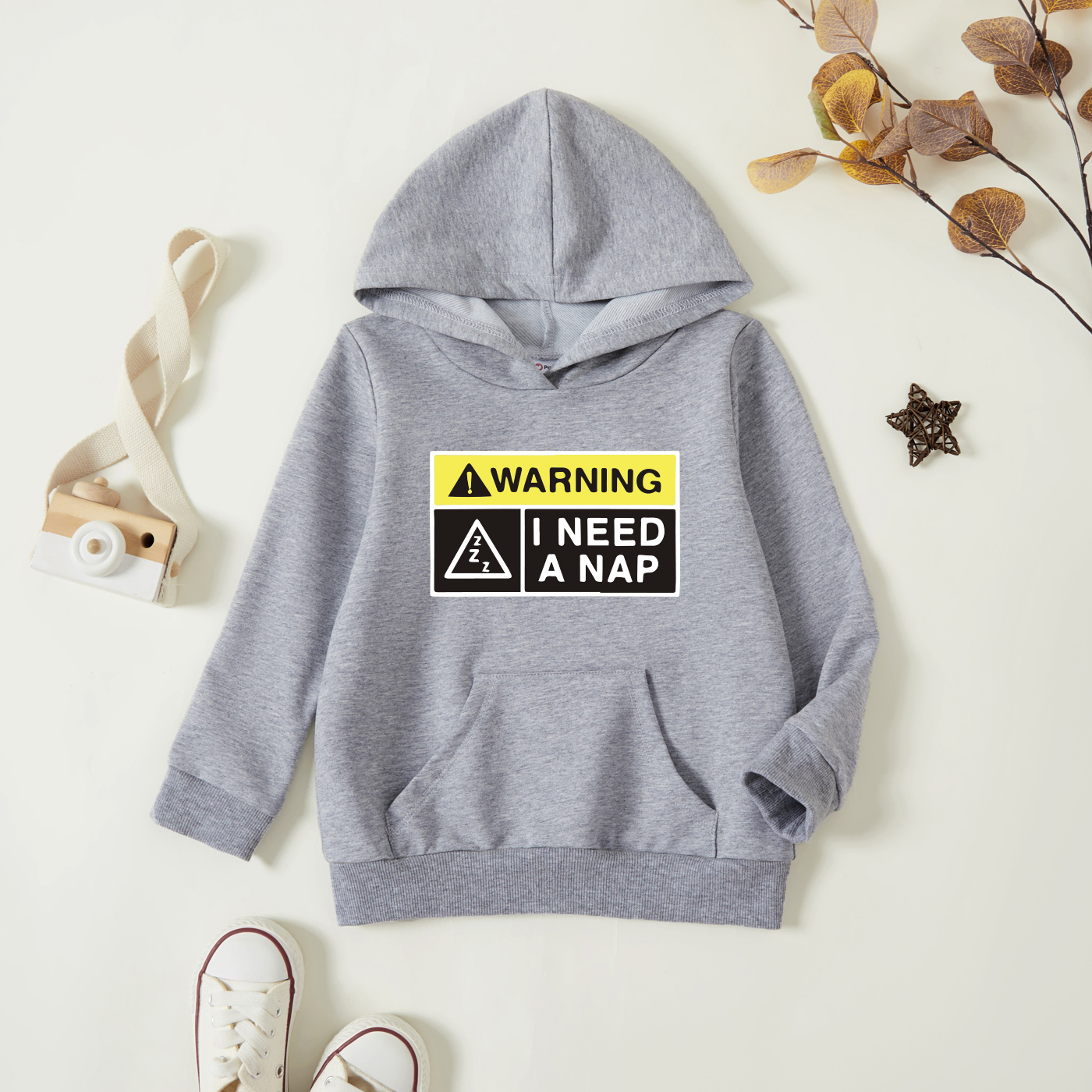 

Toddler Graphic Placard and Letter Print Long-sleeve Hooded Pullover