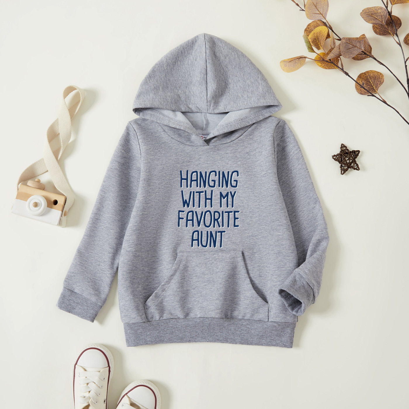 

Toddler Graphic Light gray Long-sleeve Hooded Pullover