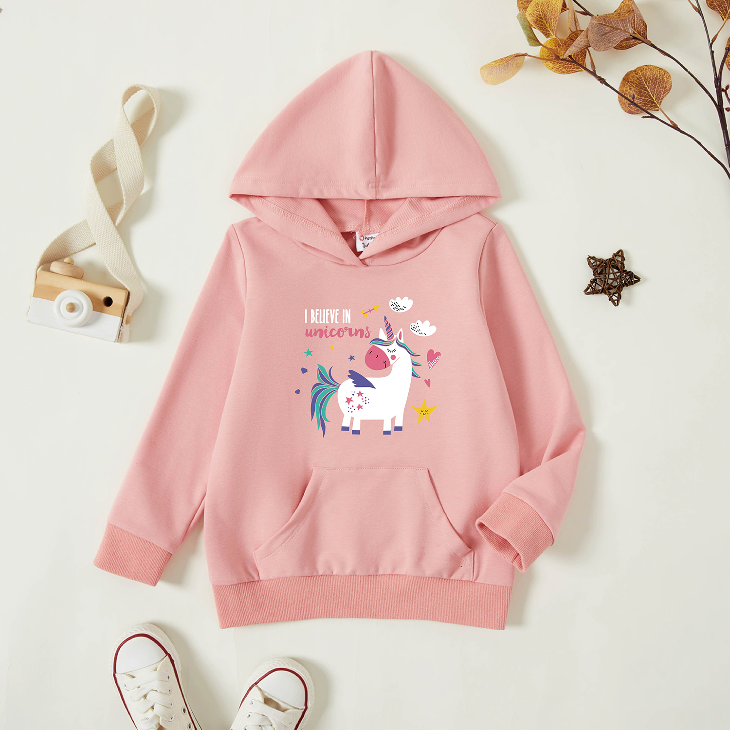 

Toddler Graphic Pink Long-sleeve Hooded Pullover