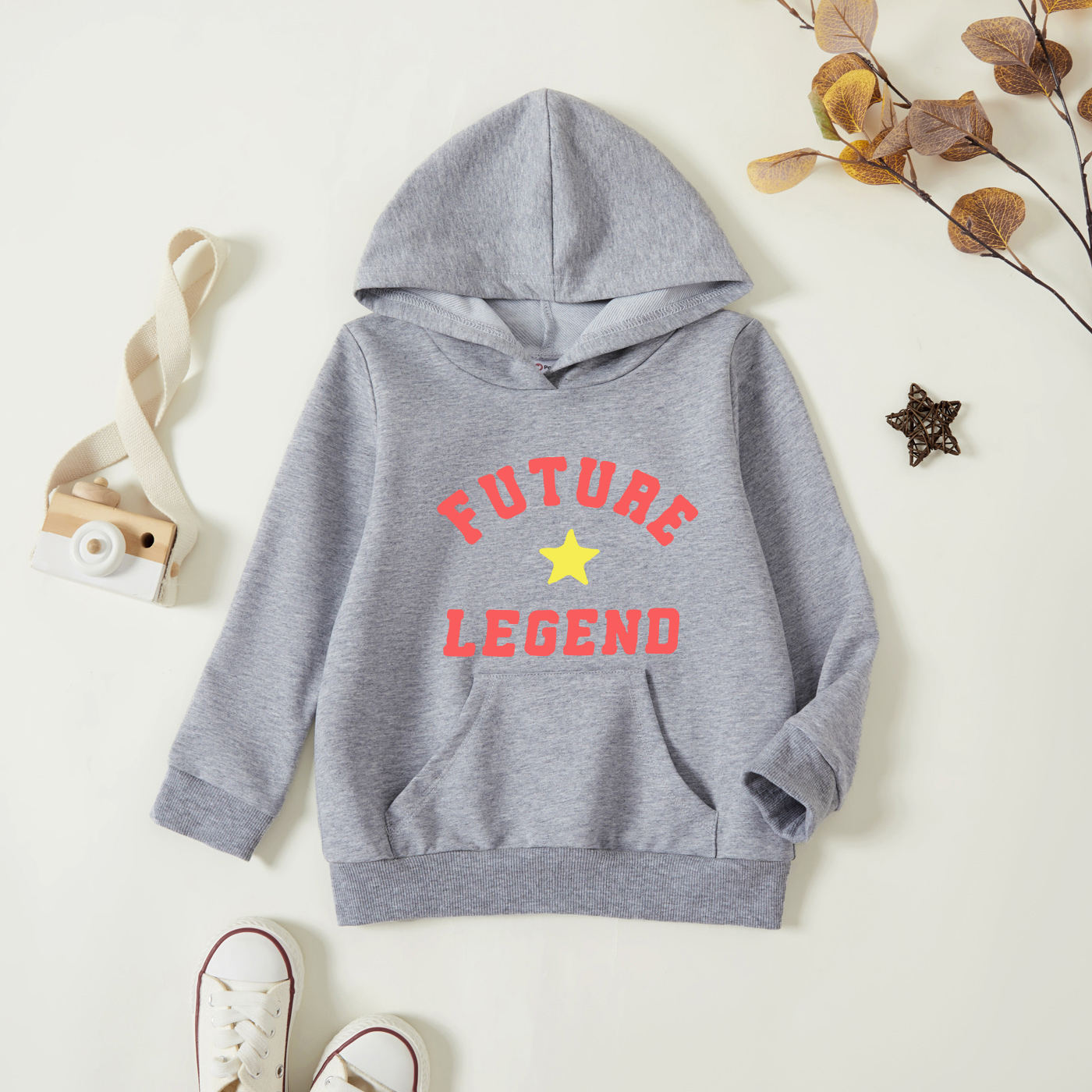

Toddler Graphic Light gray Long-sleeve Hooded Pullover
