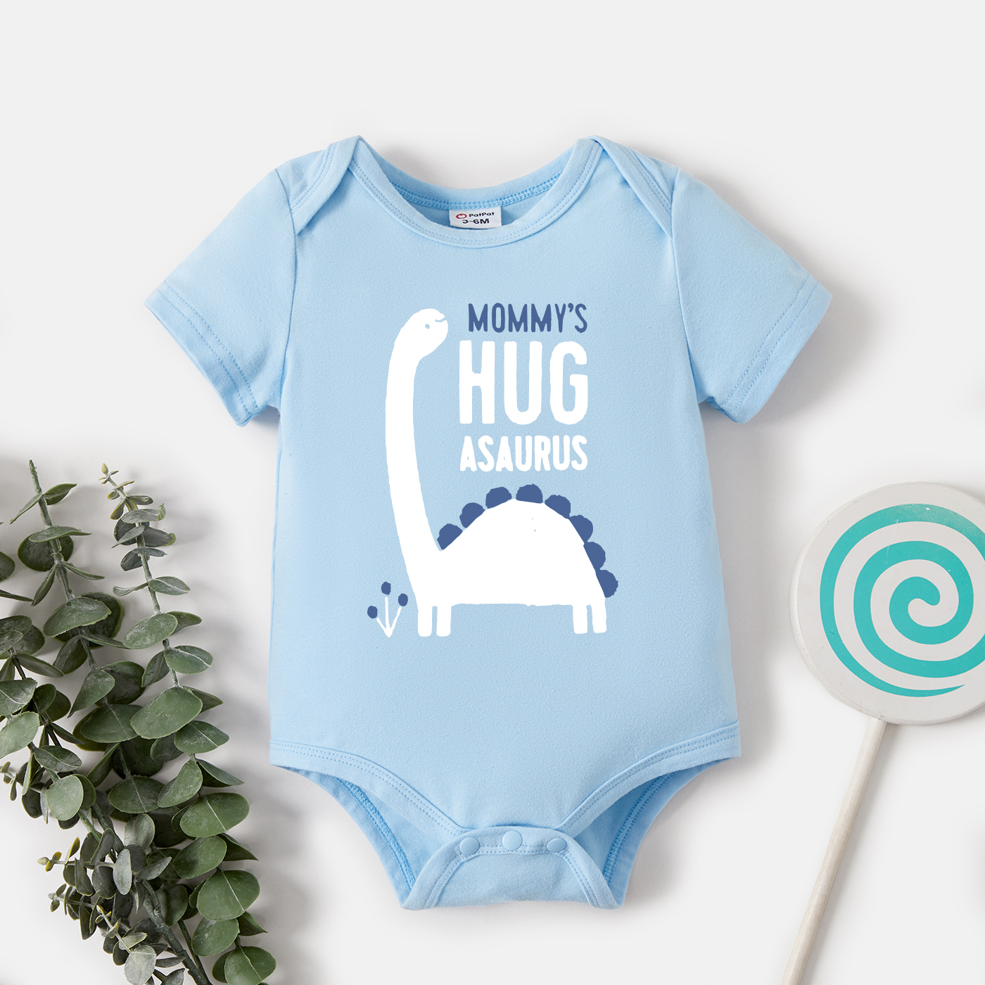 

Baby Boy Graphic Dinosaur and Letter Print Short-sleeve Romper