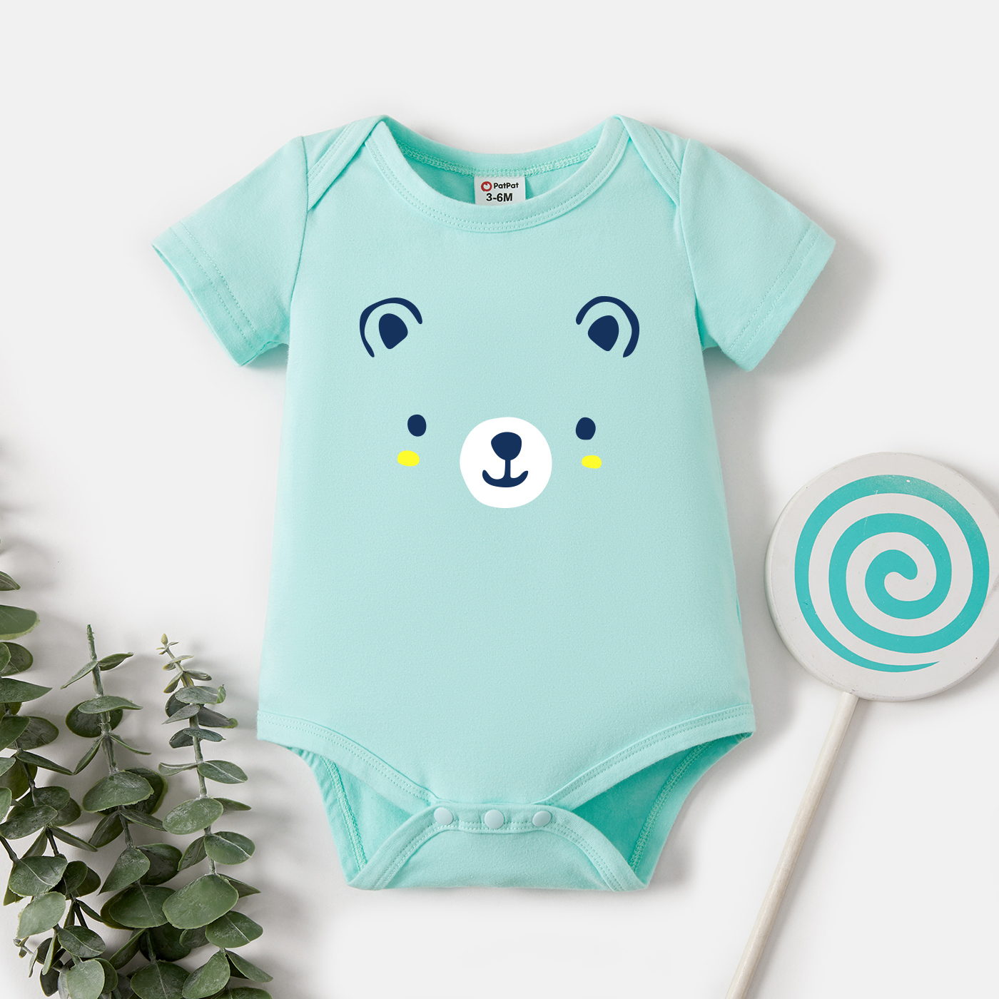 

Baby Graphic Light green Short-sleeve Romper