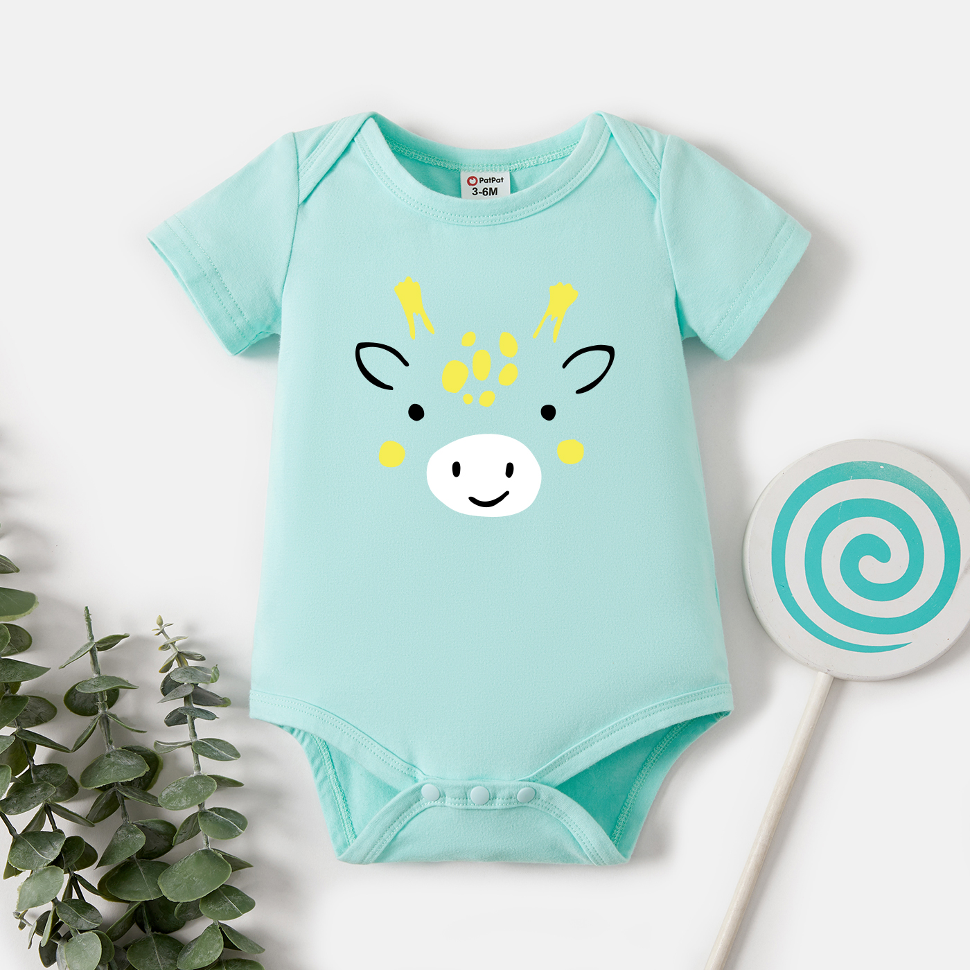 

Baby Graphic Light green Short-sleeve Romper