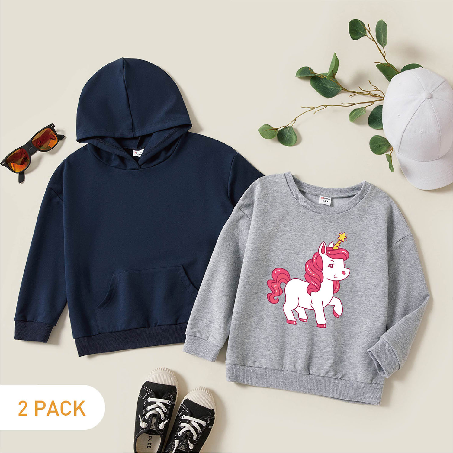 

2-Pack Kids Graphic Long-sleeve Pullover