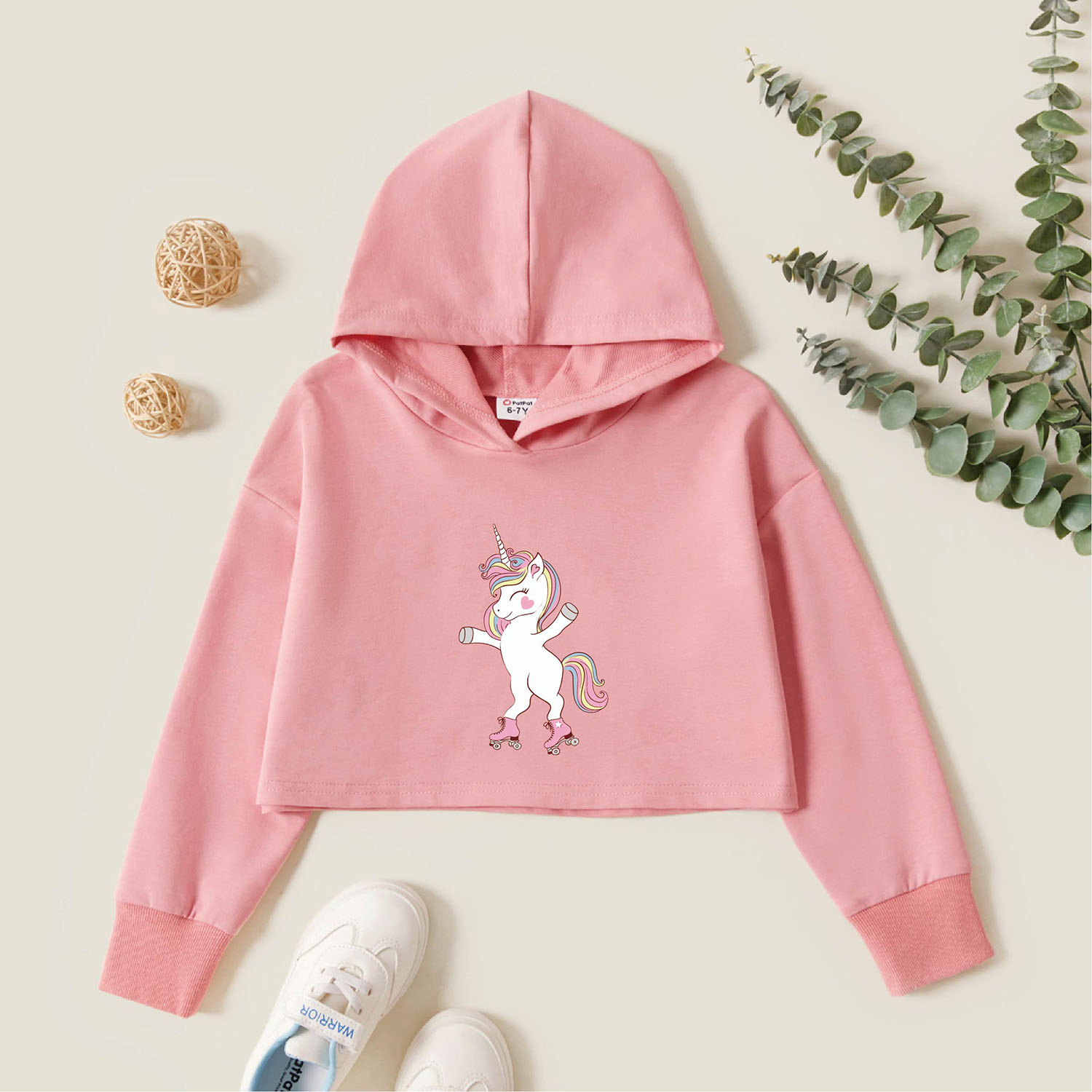 

Kids Graphic Pink Long-sleeve Hooded Pullover