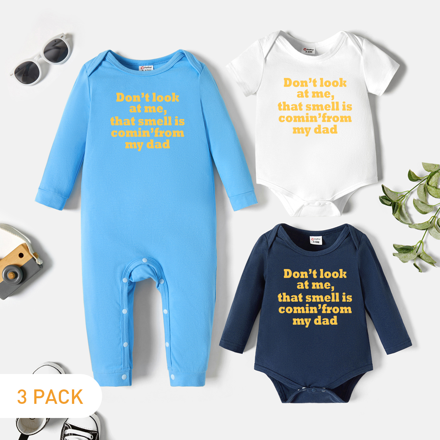 

3-Pack Baby Graphic Romper and Jumpsuit Set